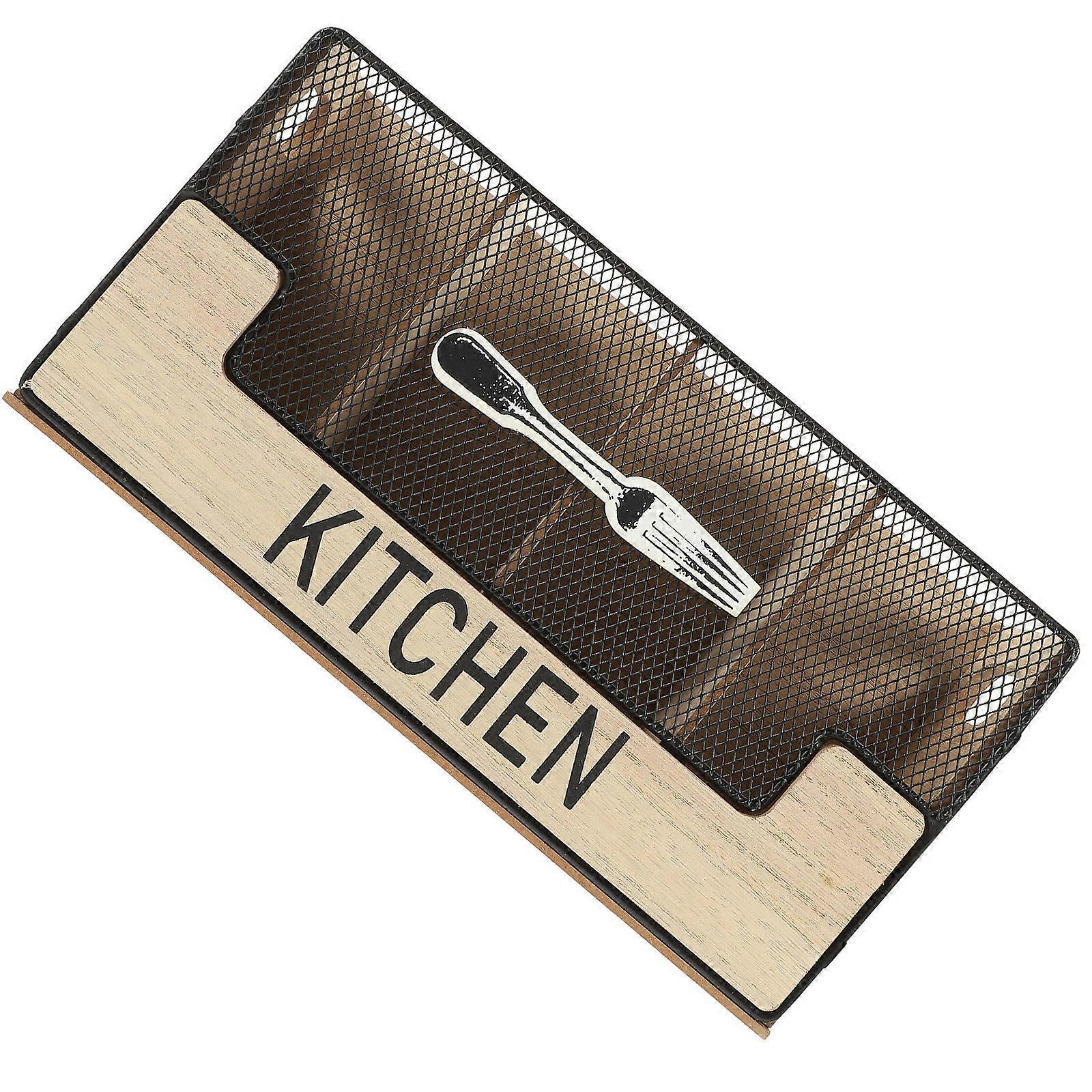 Kitchen Cutlery Holder 2Pcs Silverware Organizer Rectangular Multi-functional Light Brown Home Restaurant Storage
