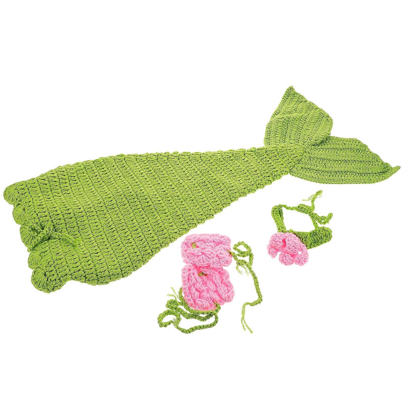 Handmade Mermaid Photography Outfit for Baby Girl 1Set Knit Costume