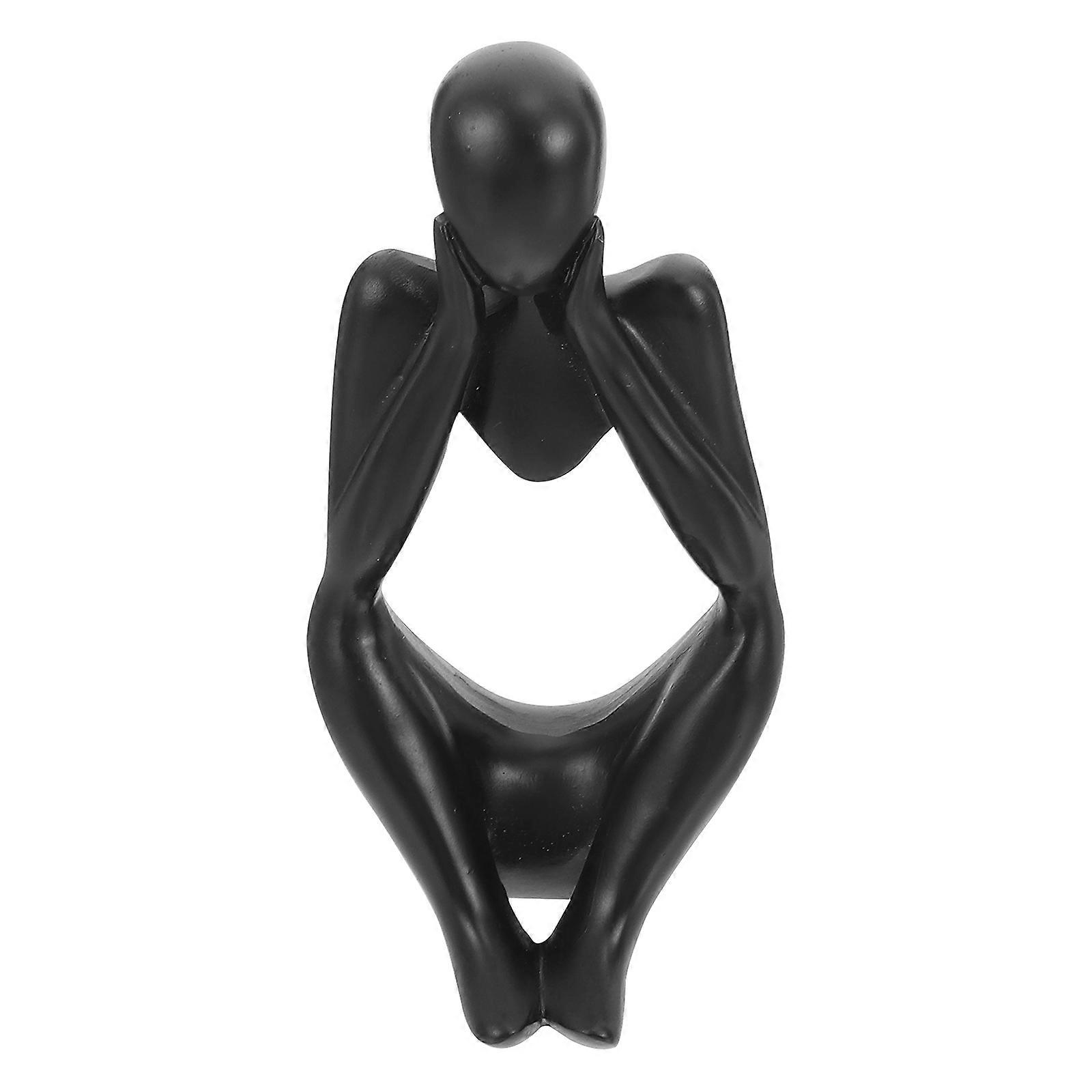 Simple Artistic Design 2Pcs Creative Resin Thinker Shape Decor For Housewarming And Office 6X5.2X12.5Cm