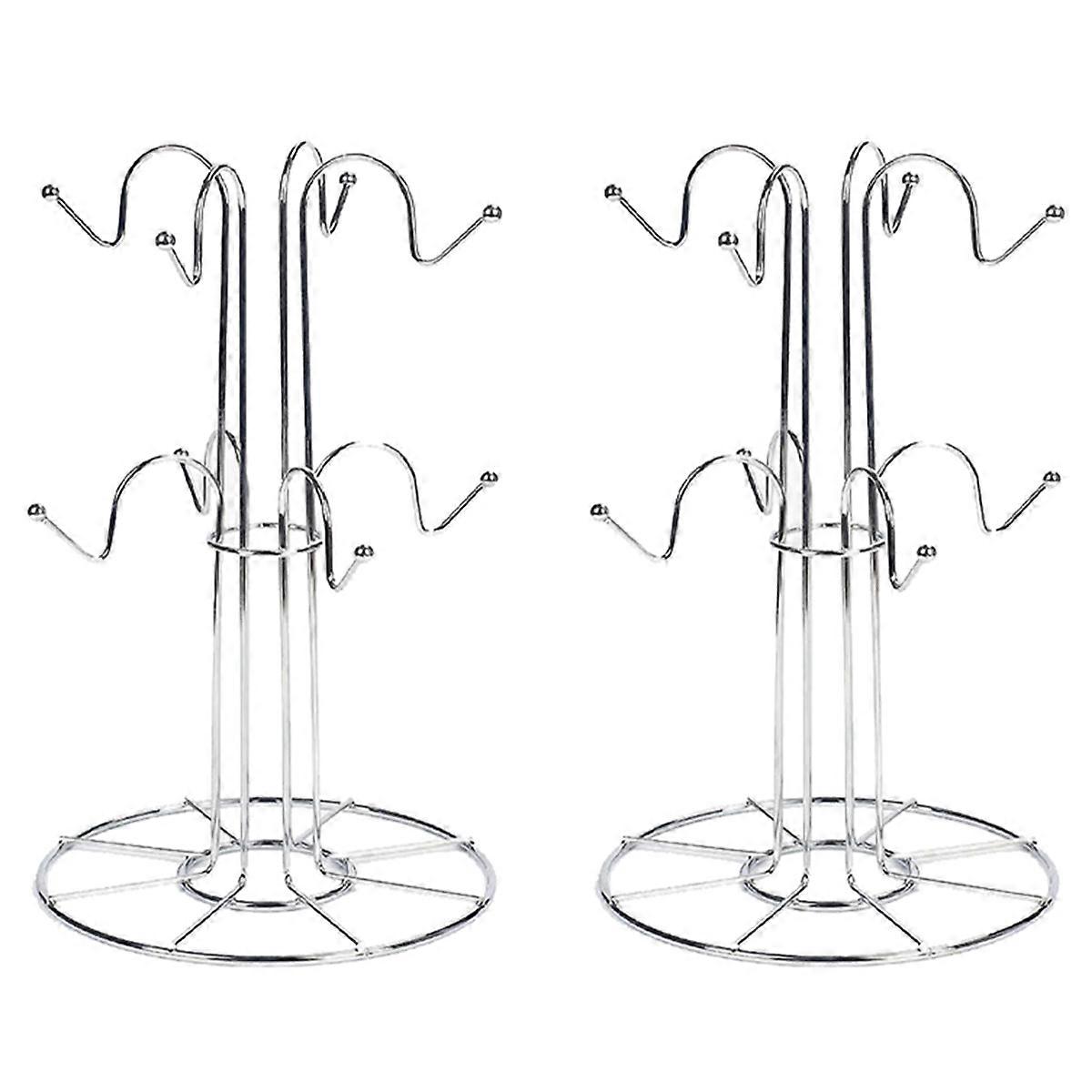 2X Cup Drying Rack with 8 Hooks Drainer Mug Tree Mug Organizer for Home Desktop