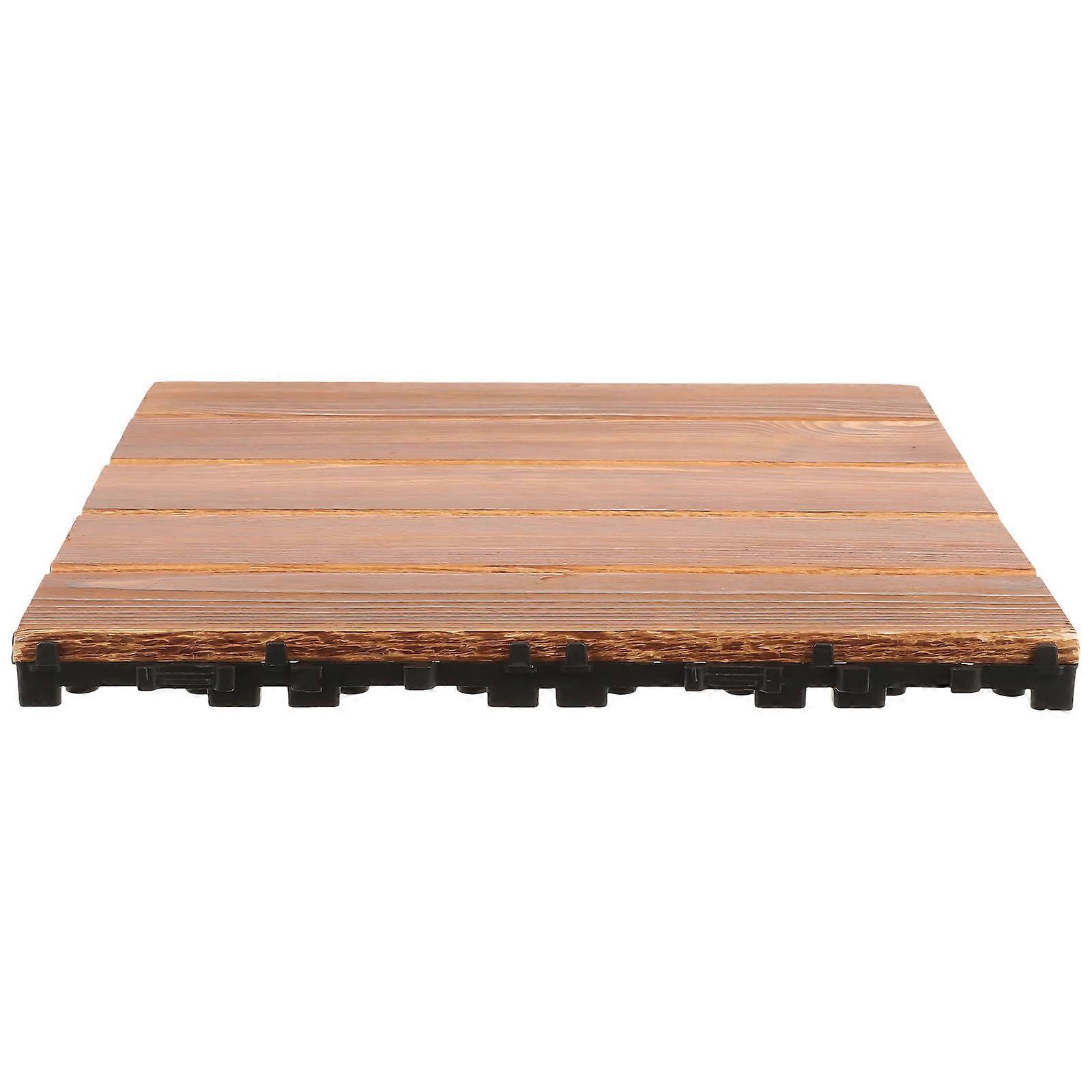 Outdoor Deck Tiles Wood for Patio Use 4Pcs Interlocking Floor Covering