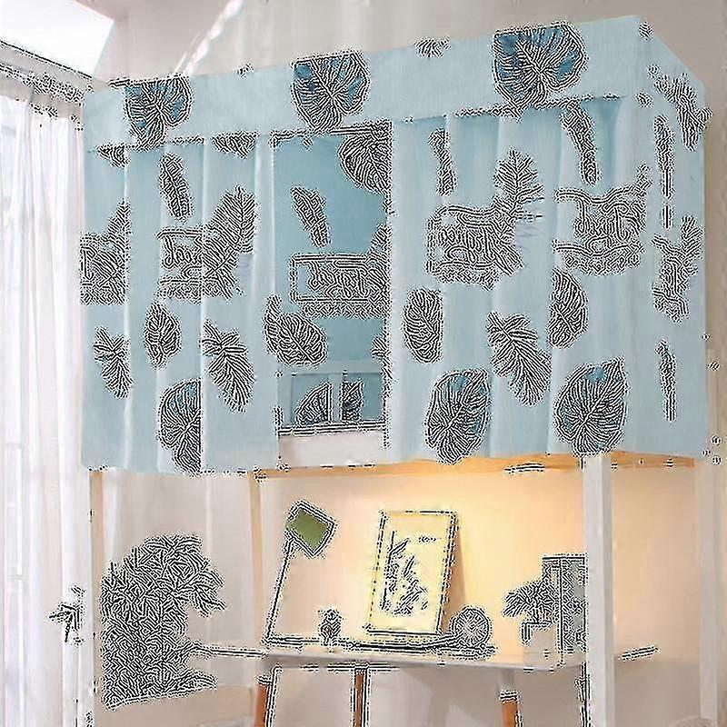 Printed Dormitory Bed Curtain With Rope & Clasp College Single Bed Shade Cloth For 4/4.5 Inch Bunk