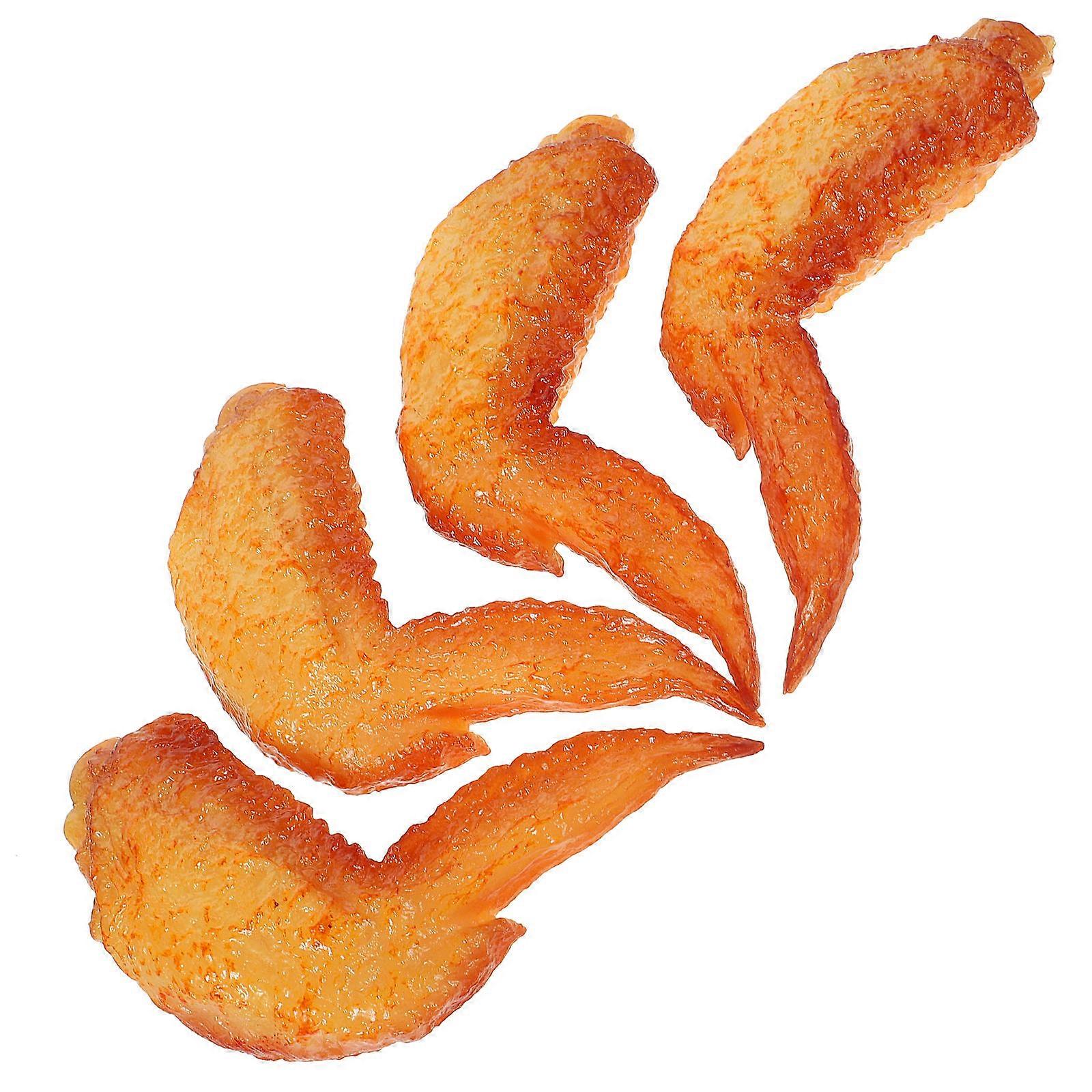 Fake Chicken Wings Model for Decoration 4Pcs PVC Simulation Chicken Wings Props