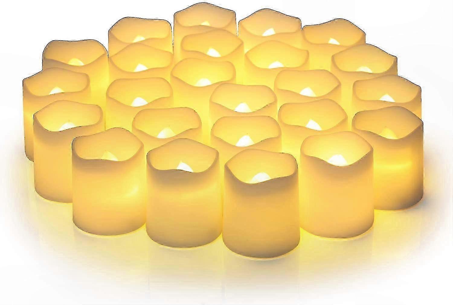 24 Pack Flicker-Free LED Candles, Warm Glow Effect, Battery Powered for Events & Indoor Decorating