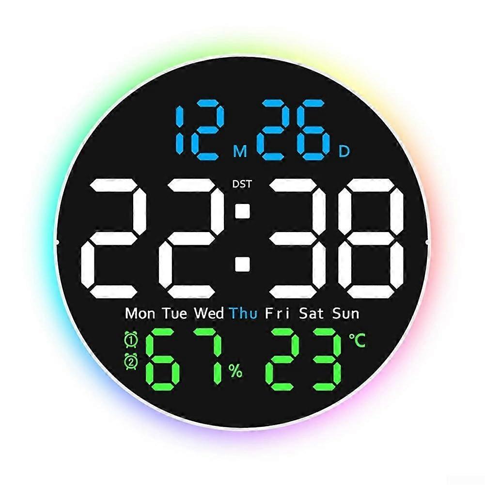 Smart LED Clock With Remote Control And Temperature Display Integrated Calendar Functionality Three Color LED Lights