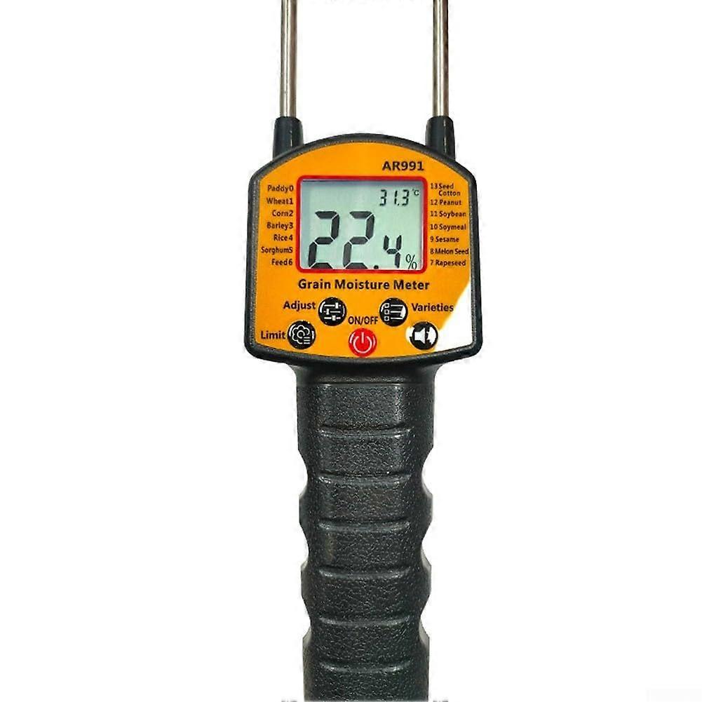 Grain Moisture Tester With Anti Slip Handle, LCD Screen, Voice Broadcast, Alarm, Data Storage Without Battery