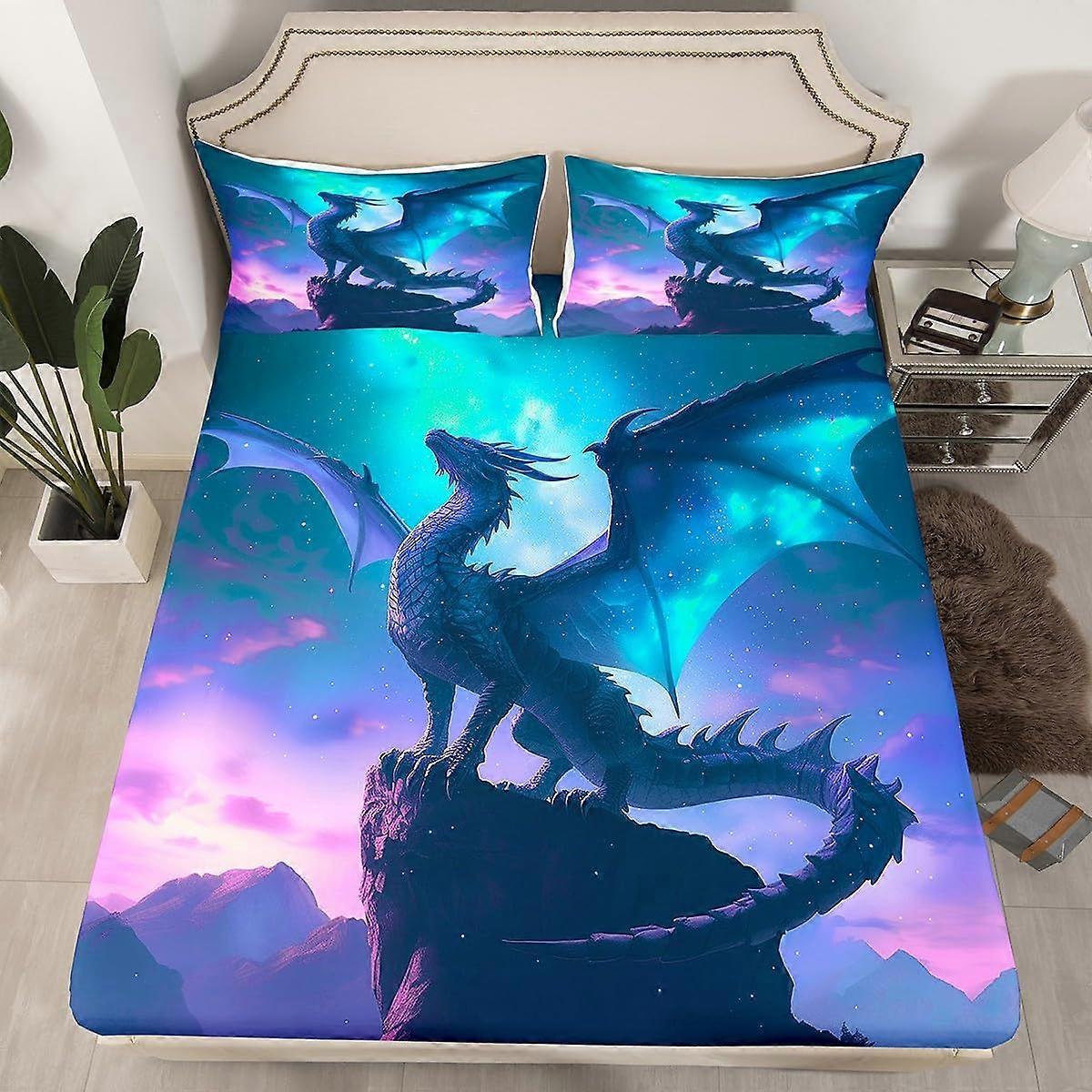 Blue Purple Nebula Galaxy Bedding Set For Kids Twin Size Fitted Sheet 2Piece Set 1 Pillowcase Color 11 39x75x16