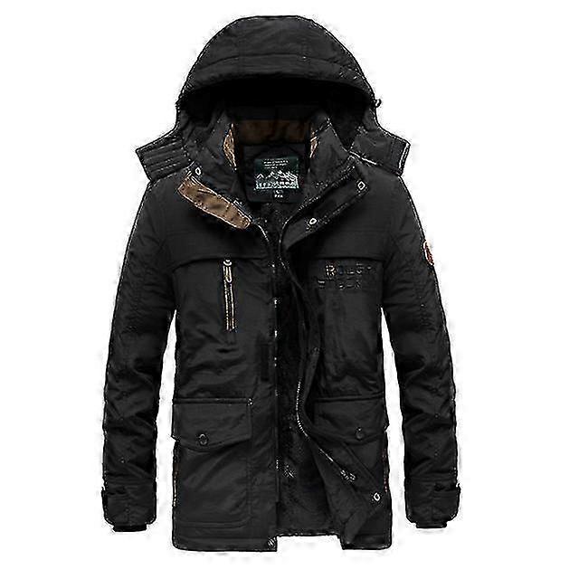 Winter Jacket Men Thicken Fleece Jackets - Black