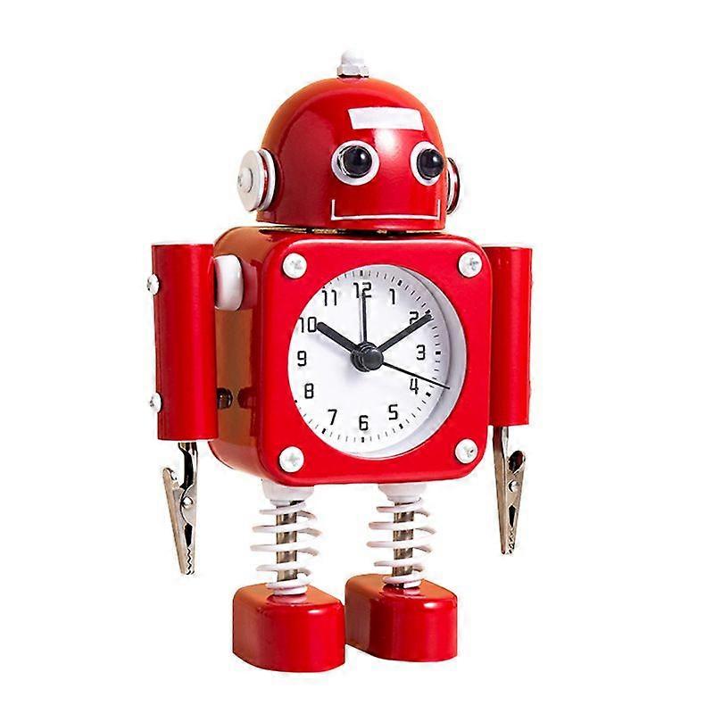 Ruby red anti-rust metal silent robot alarm clock