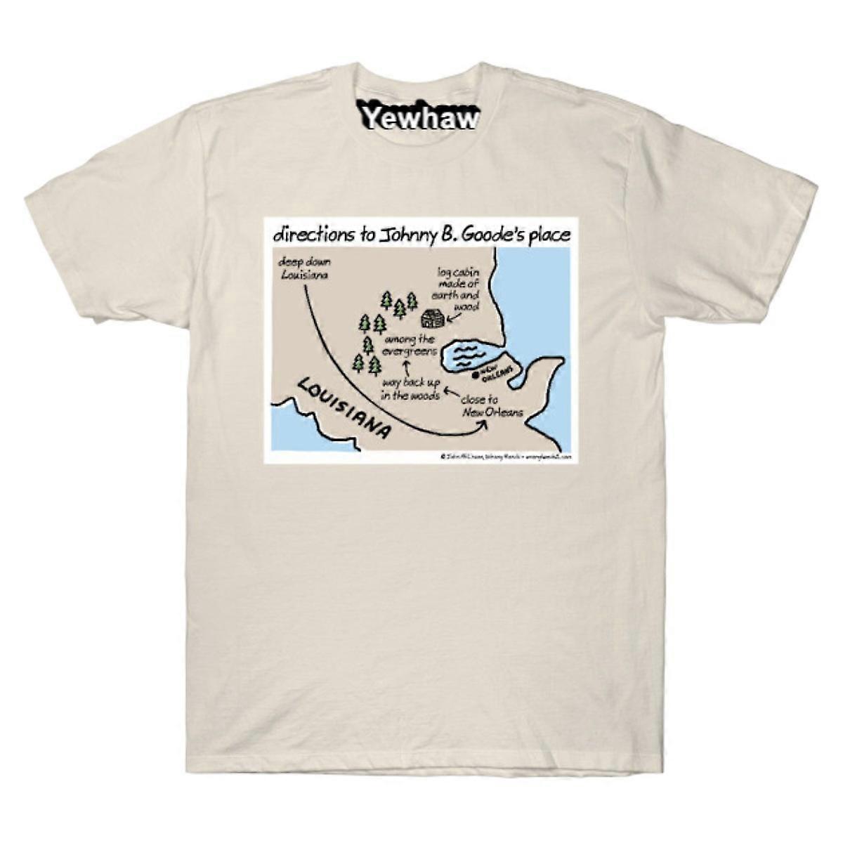 חולצת טריקו עם הוראות הגעה למקום של ג'וני בי גוד