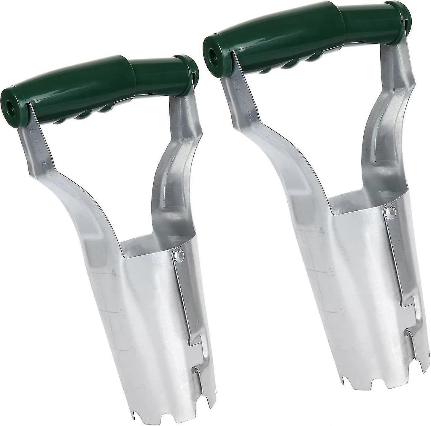 2 Pcs Garden Bulb Planter With Depth Mark, Galvanized Bulb Transplanter Tool