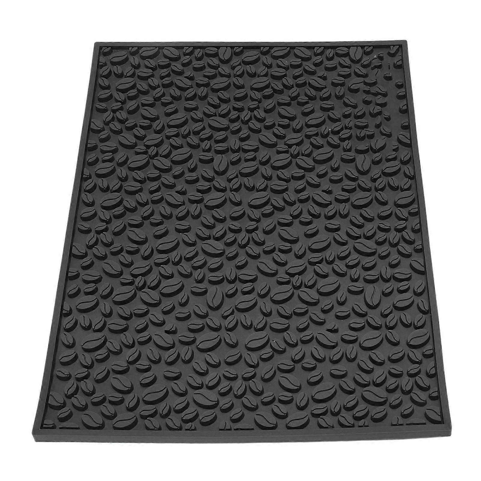 Non Slip Cup Mat Coffee Bean Design Desktop Bar Counter PVC Pad for Water Draining Filtering Black 