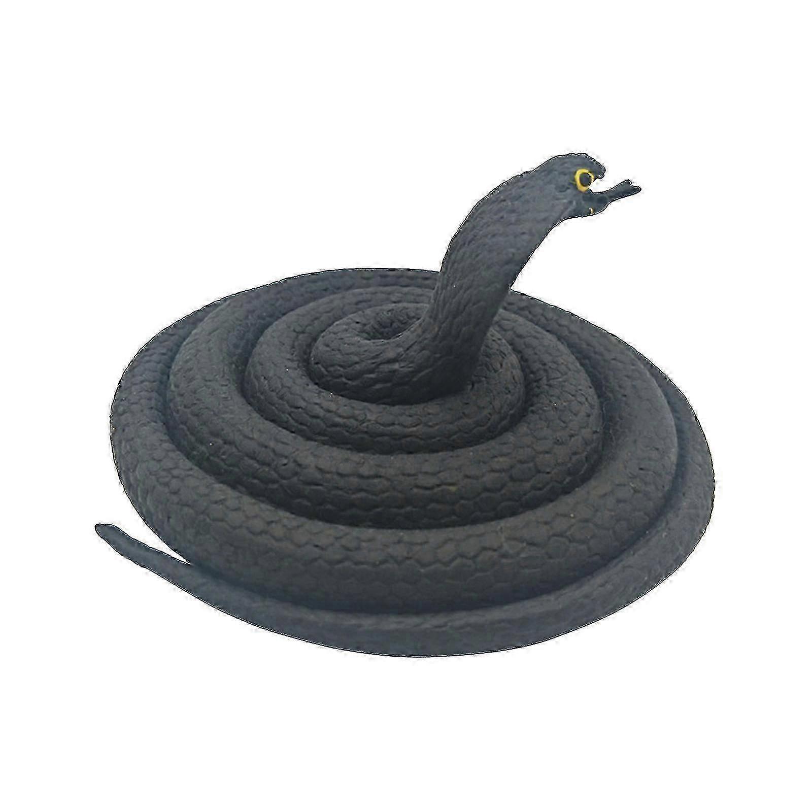 Grand serpent en caoutchouc, jouet réaliste effrayant en caoutchouc, faux grand serpent mamba noir de 80 cm pour accessoires de jardin - Sy