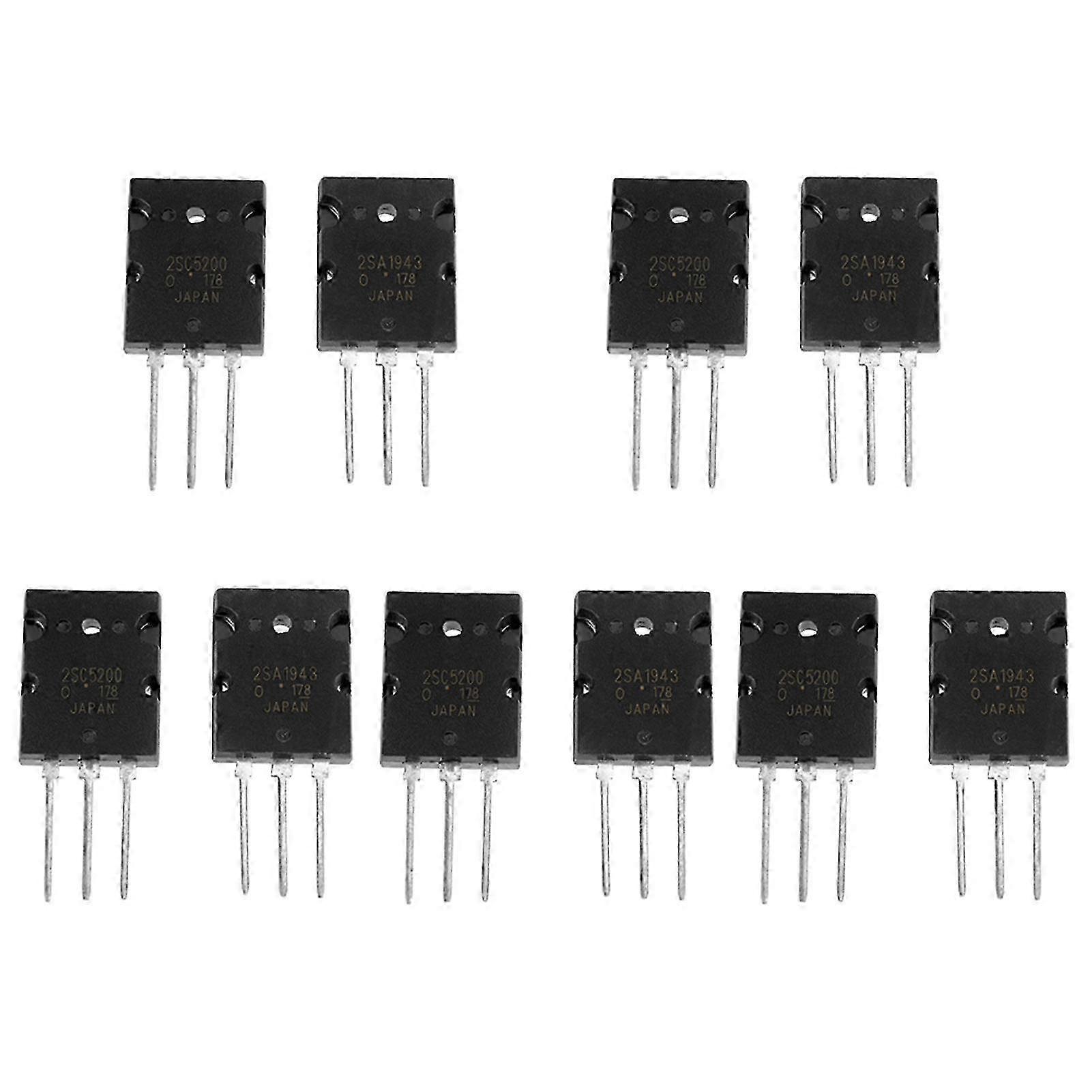 5 Pair Black 2SA1943 2SC5200 High Power Matched Audio Transistor