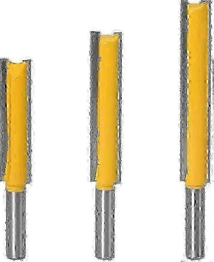 3pcs 8mm Shank Straight Router Bit, Extra Long Two Flute Straight Trimming Bit Woodworking Cutter Tool-Yvan