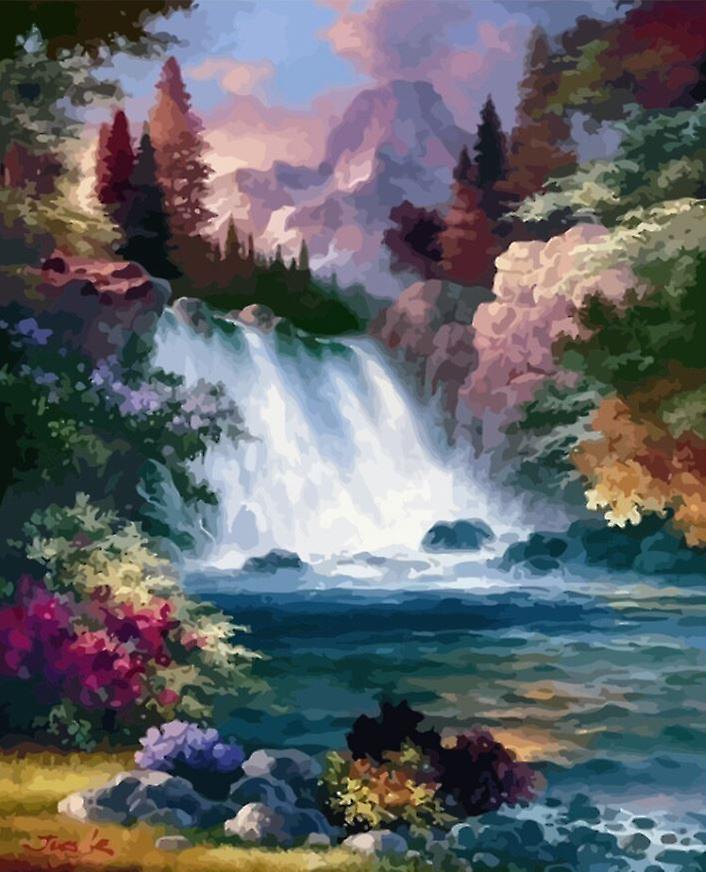 Waterfall Paint By Numbers (40x50cm No Frame)