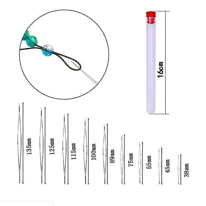 9Pcs Steel Big Eye Collapsible Beads Needle Thread Sewing Needles Different Size