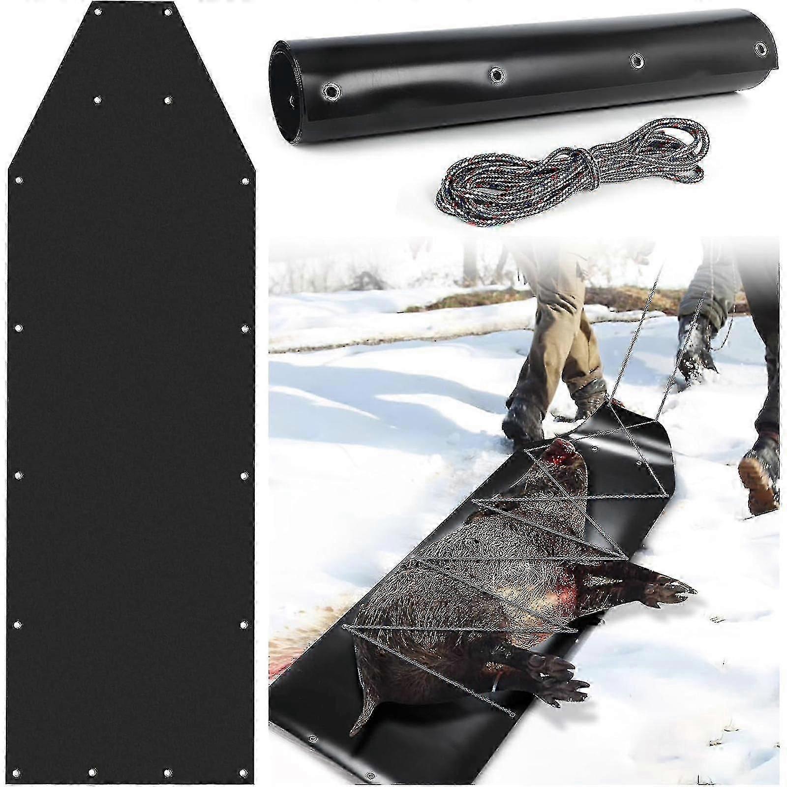 زلاجة الغزلان المقاومة للماء للخدمة الشاقة مع نظام سحب 2 حبل ، زلاجة سحب متعددة الأغراض للصيد ، صيد الأسماك على الجليد ، نقل الحطب