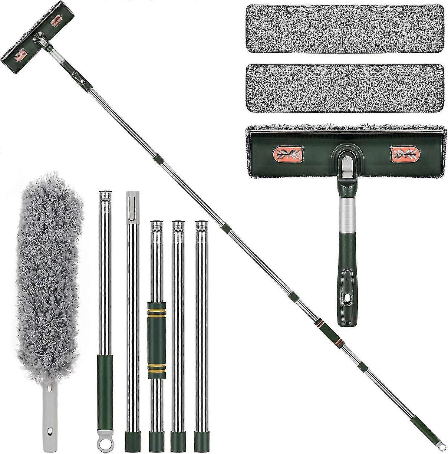 2 In 1 Professional Window Squeegee,210cm Splicable Shower Squeegee With 2 Microfiber Towels,180 Rotating Window Washer