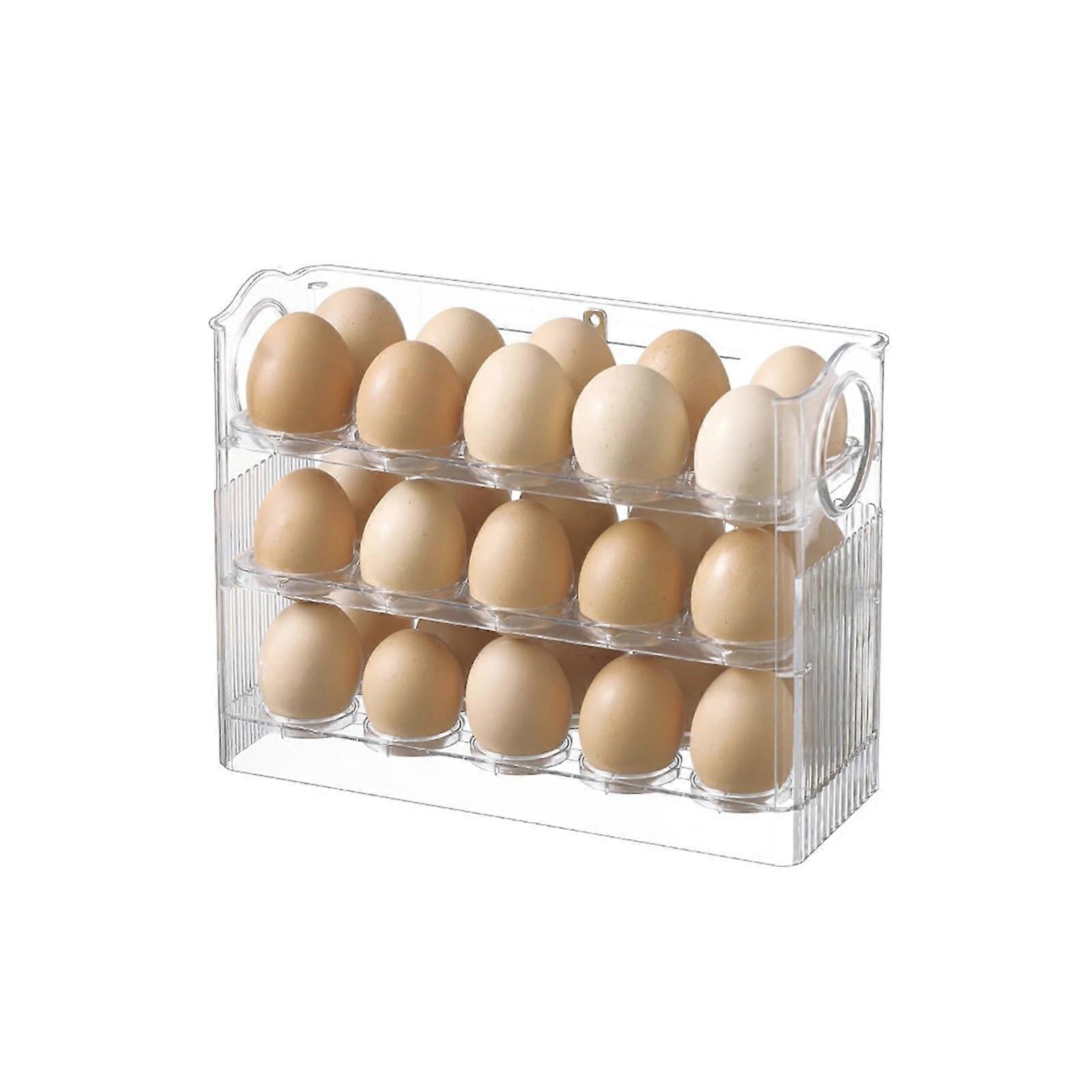 Egg Storage Box for Refrigerator Door, Transparent SpaceSaving Holder Tray, 1 Pack Multilayer