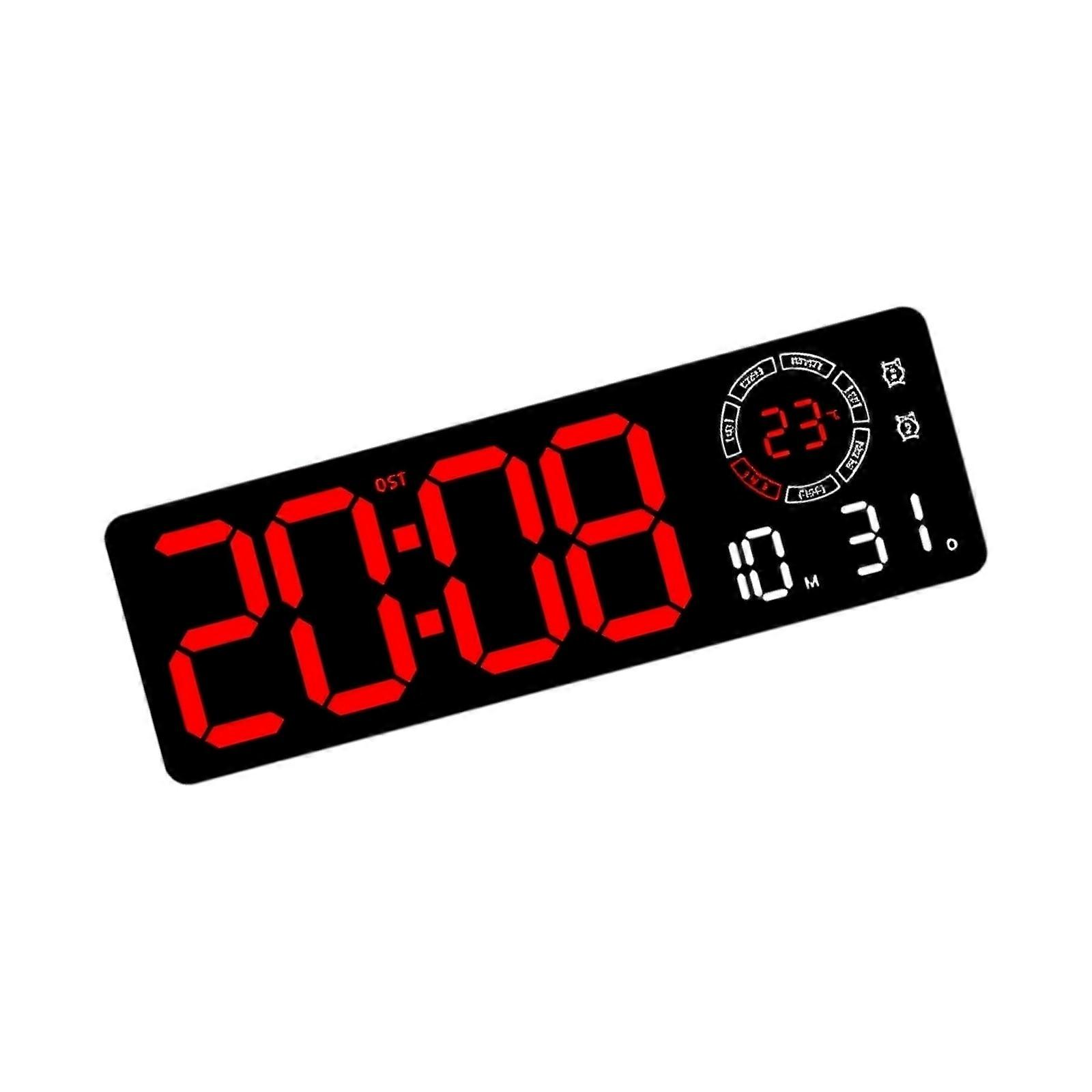 Digital Wall Clock Multicolor Lighting Brightness Adjustment Shows Time Temperature Calendar Timer Modern Homes Decors Multicolor