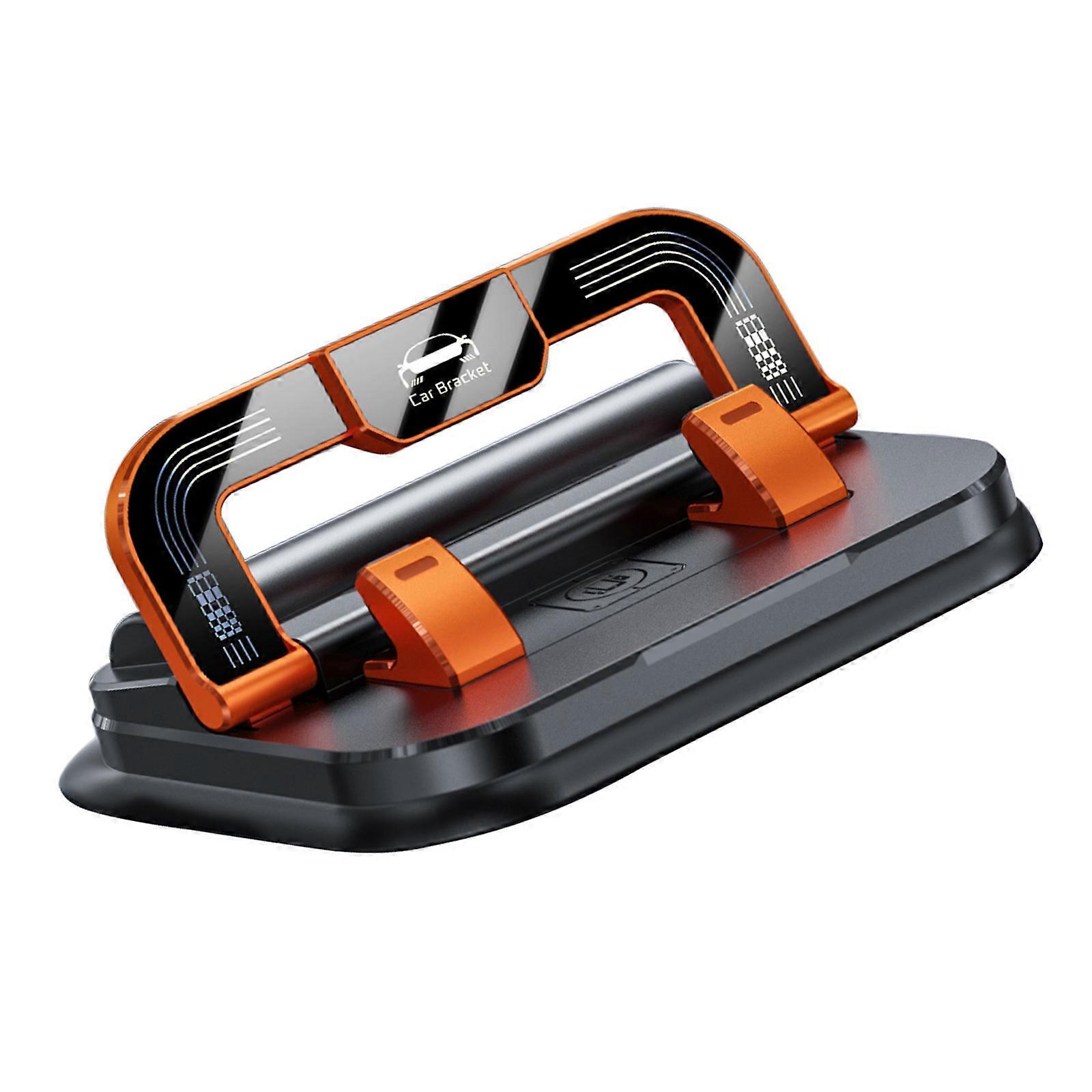 Universal Car Dashboard Phone Mount Adjustable 360 Rotating Stand With Phone Number Card for Smartphones  Orange