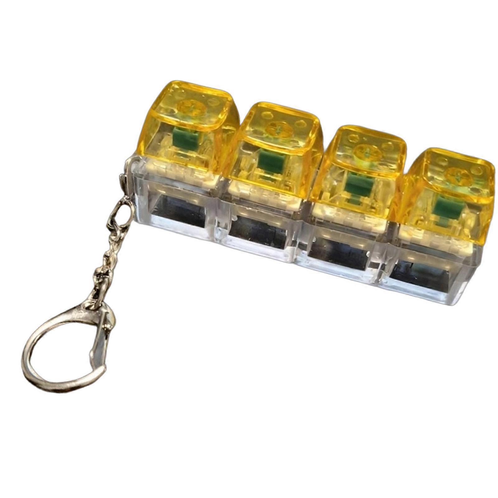 LED Light Up Office Desk Companion Clickers 4 Button Keychain Device For Adults Anxiety Relief  Transparent yellow