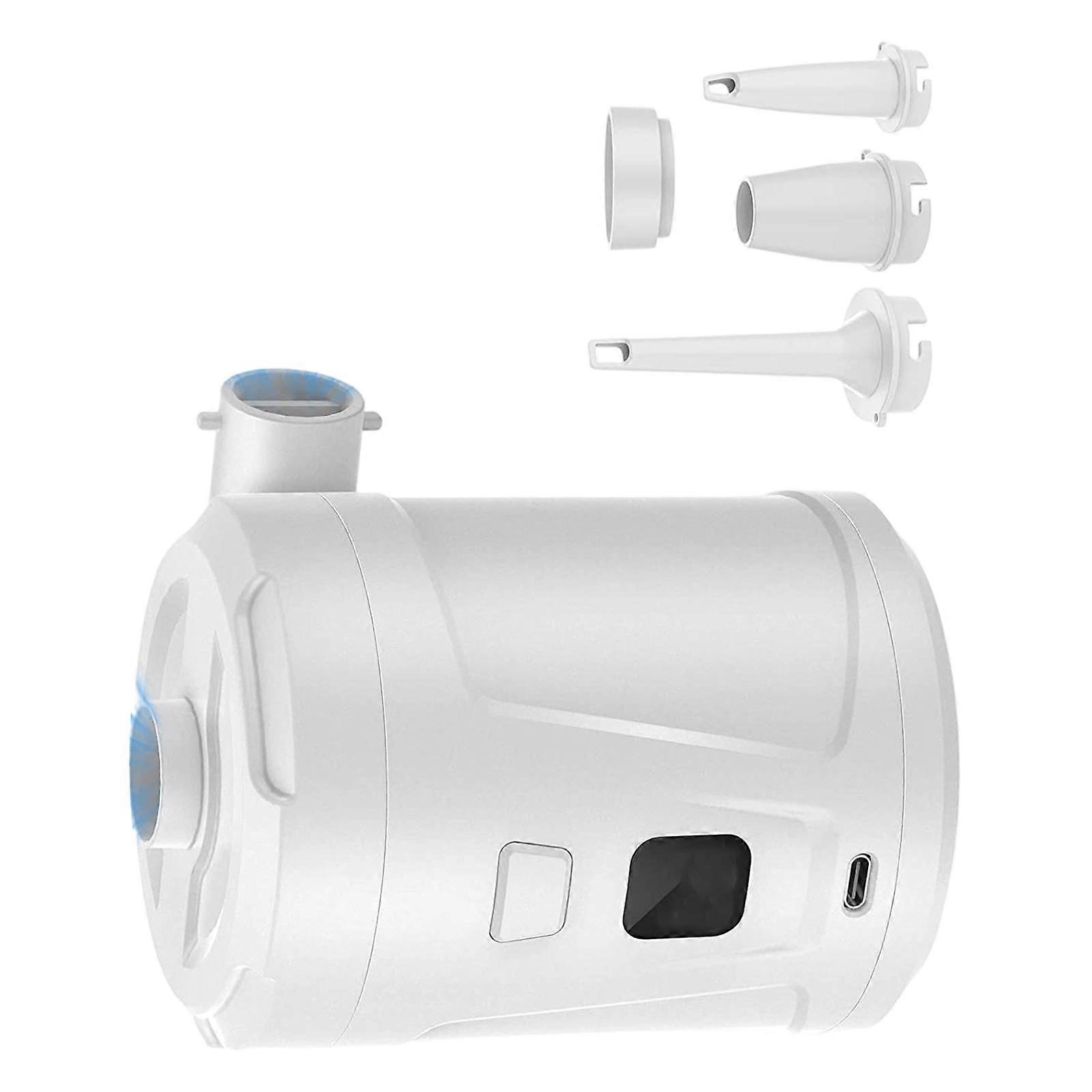 Portables Electric Air Pumps Outdoor Rechargeable Fast Inflation With 4 Nozzles For Inflatables Ball Swimming Pool  White
