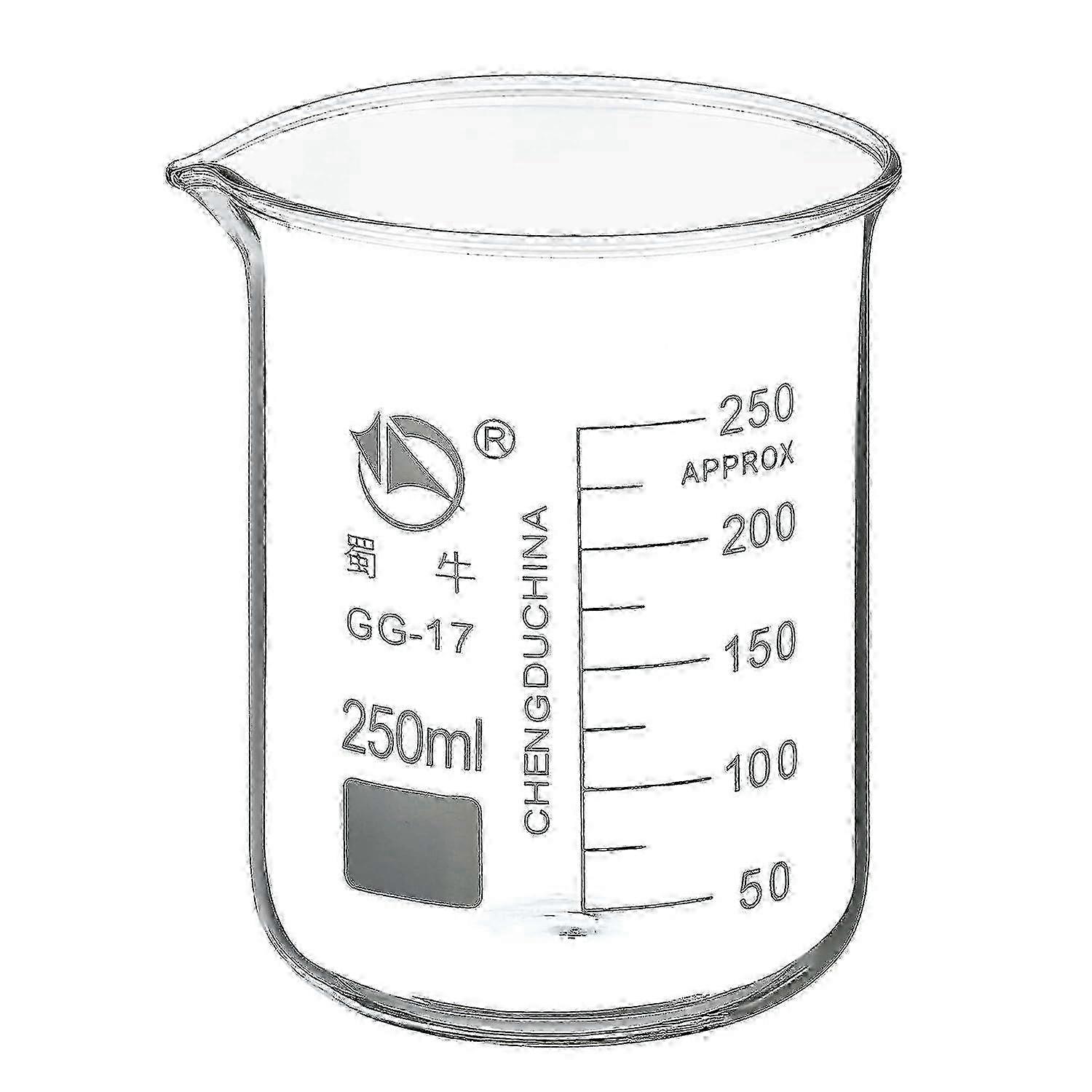 250ml Low Form Glass Beaker, 3.3 Borosilicate Glass Graduated Printed Scale Measuring Cups With Spout For Kitchen Lab Liquids Transit Boiling z