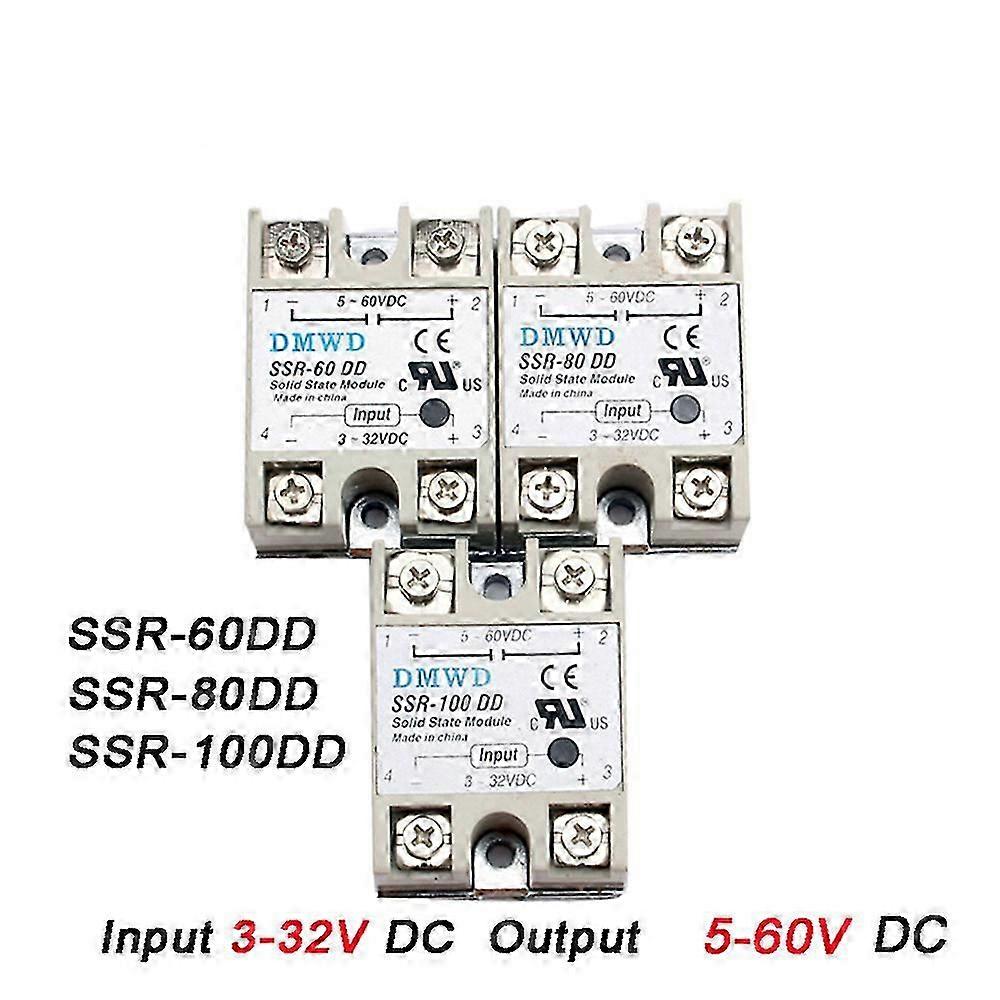 Solid State Relay SSR-60DD SSR-80DD SSR-100DD 60A 80A 100A DC Control DC Relais 3-32VDC TO 5-60VDC SSR 60AA 80AA 100AA
