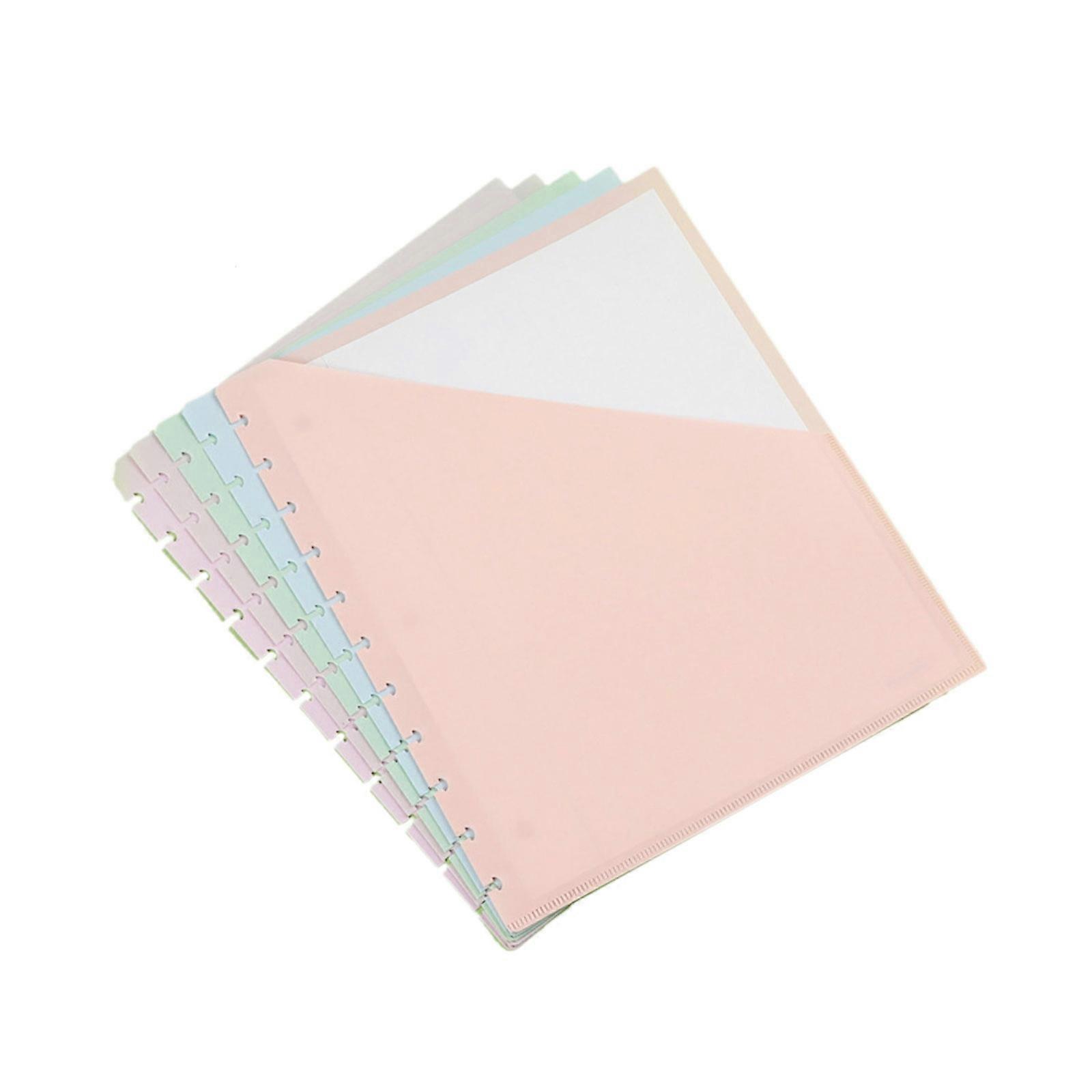 5Pcs 11 Hole Punched Binder Dividers with Pocket 3 Hole Punched Refill Paper for Binder Notebook Journal Planner Multicolor
