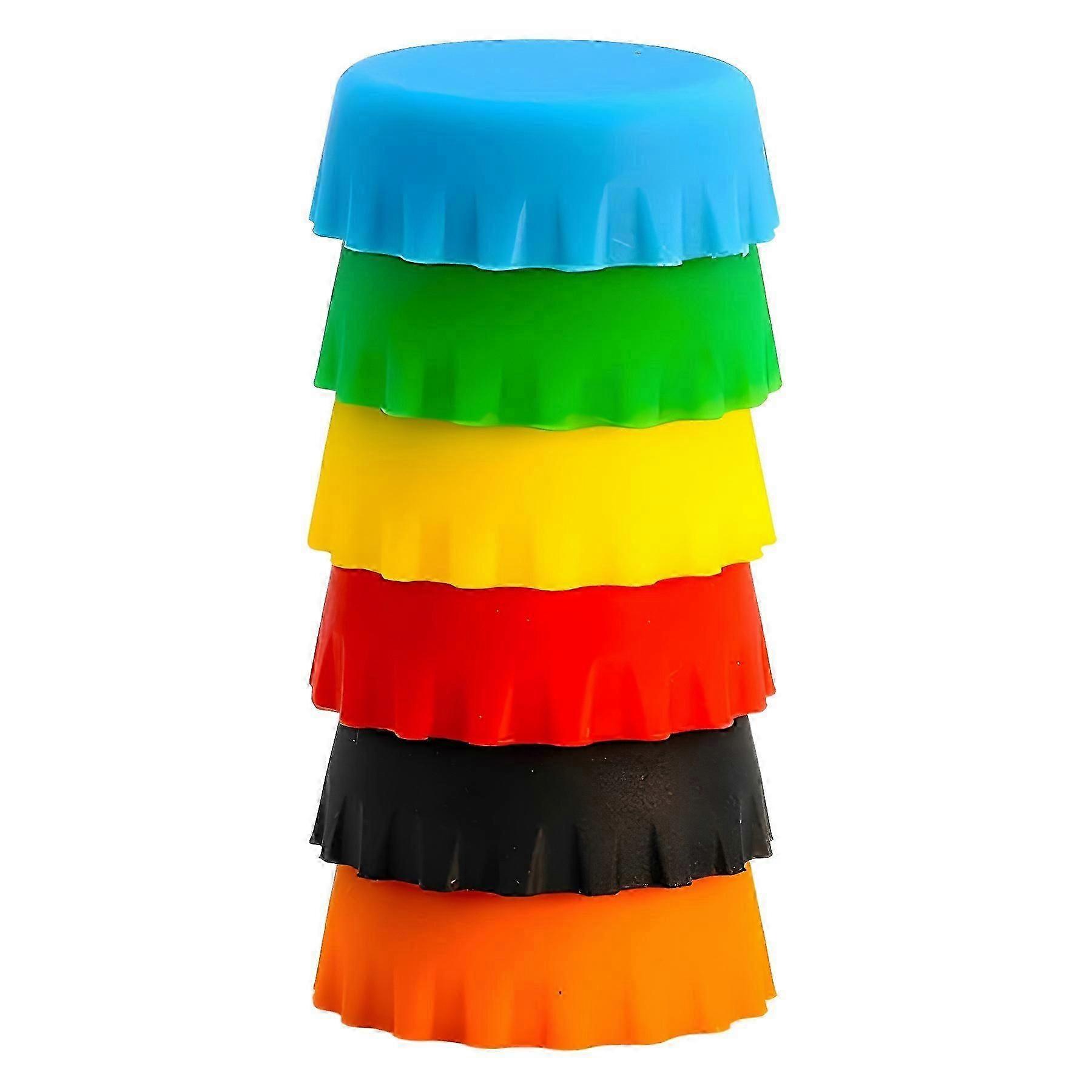 108 Piece Silicone Rubber Bottle Caps - 6 Color Set of Reusable Beer Bottle Caps for Home Brewing, Wine, Soda, and Soft Drink Bottles