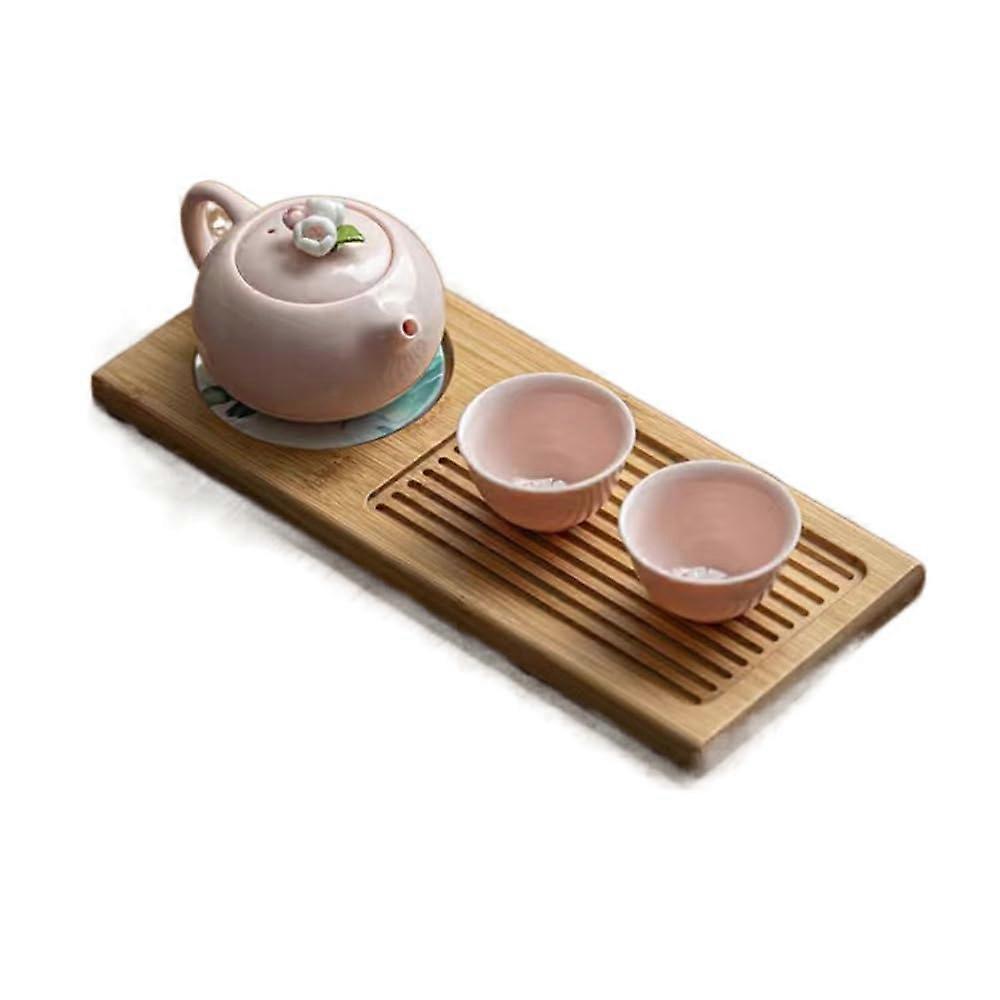 Tea Set with Pink Teapot and Cups, 4‑Piece Ceramic Kung Fu Style for Home Serving