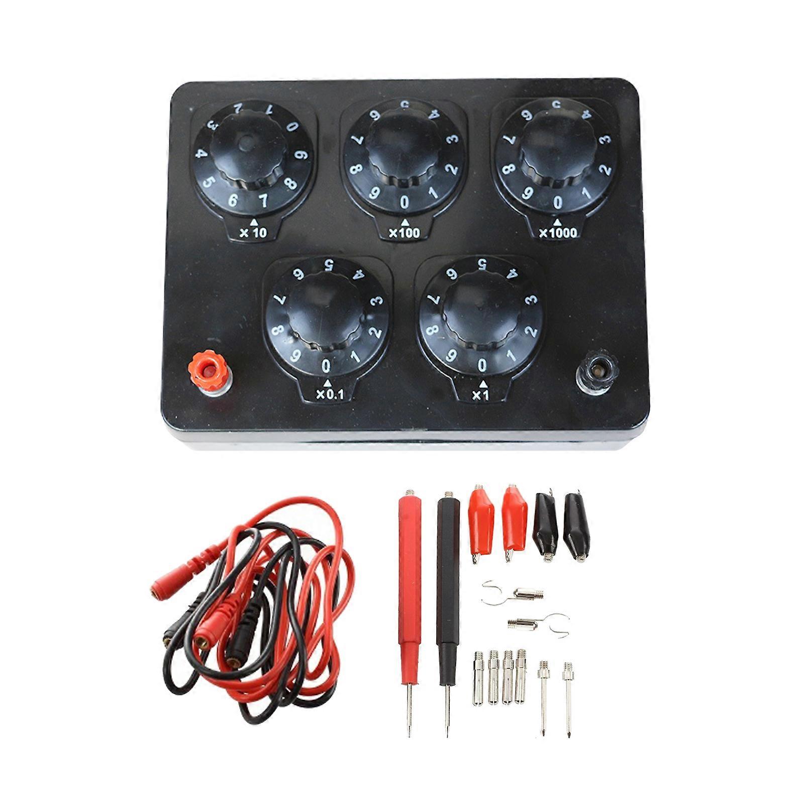 Resistance Box Variable  Resistor 0-9999.9Ohm 165x125x60mm for Physical Teaching & 16Pcs Banana Cable Measurement Multicolor