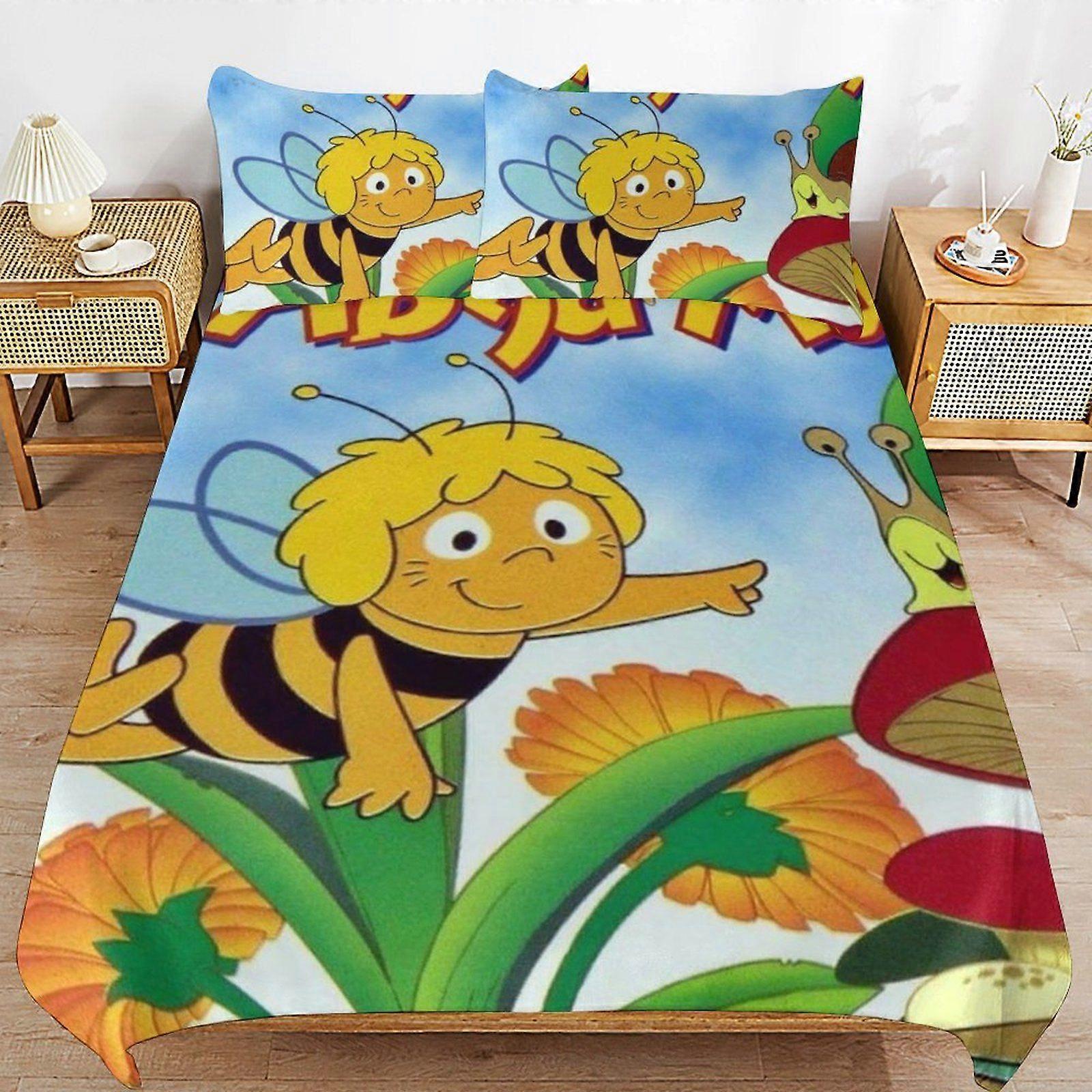 u191 Maya the Bee Movie Daily Sleeping Comfort Smooth Surface Zipper Secure Fit Duvet Cover Sets for Home Use n191