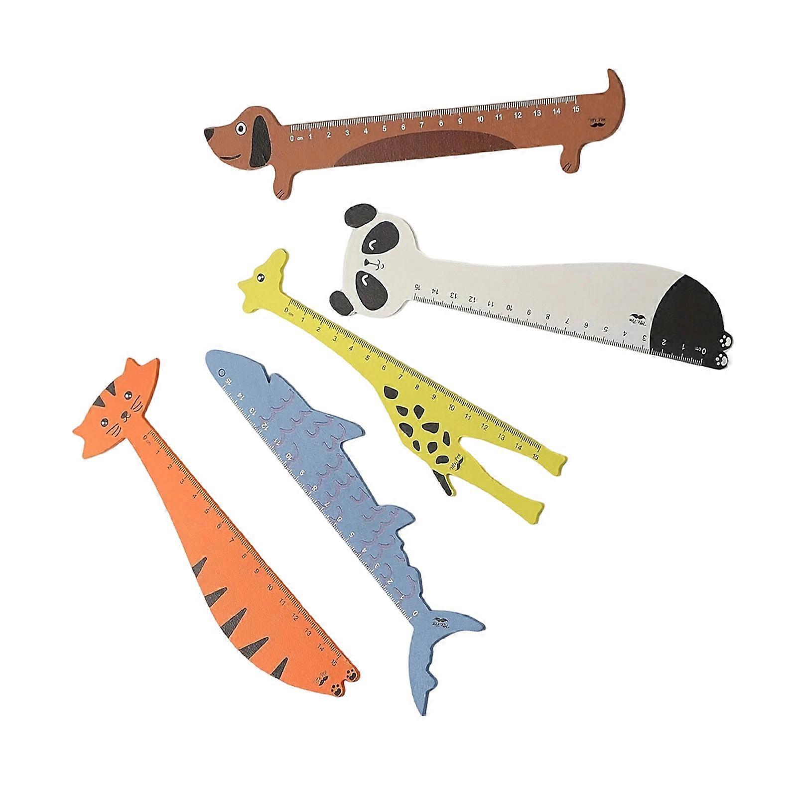 5 Pack Acrylic Animal Rulers Children Stationery Set Suitable for Kids Craft Activity and Precise Drawing Measurements Multicolor