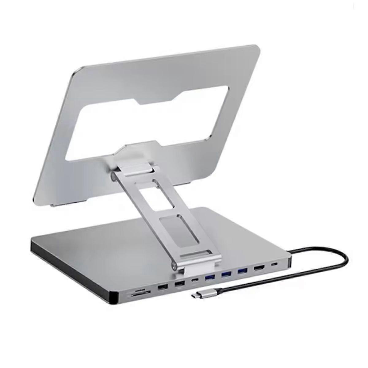 10 in 1 Aluminum Laptop Desktop Base Docking with C Hub 4K C-Type Adapter USB 3.0 5Gbps 100W PD Char