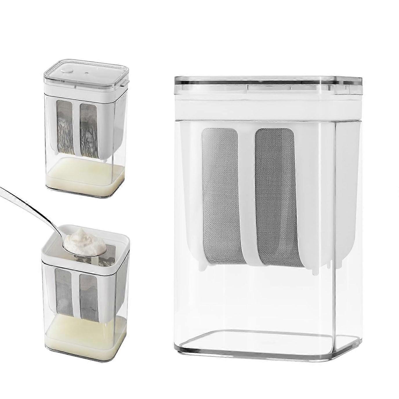Yogurt Strainer 1100ML, Cheese Separator with Fine Mesh, Lid & BSG, Leakproof - for Yogurt, Cheese, Juice, Nut Milk Making