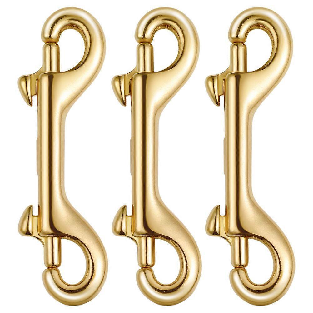 Double Ended Snap Hooks Brass Clips for Bag Use 3Pcs Smooth Finish