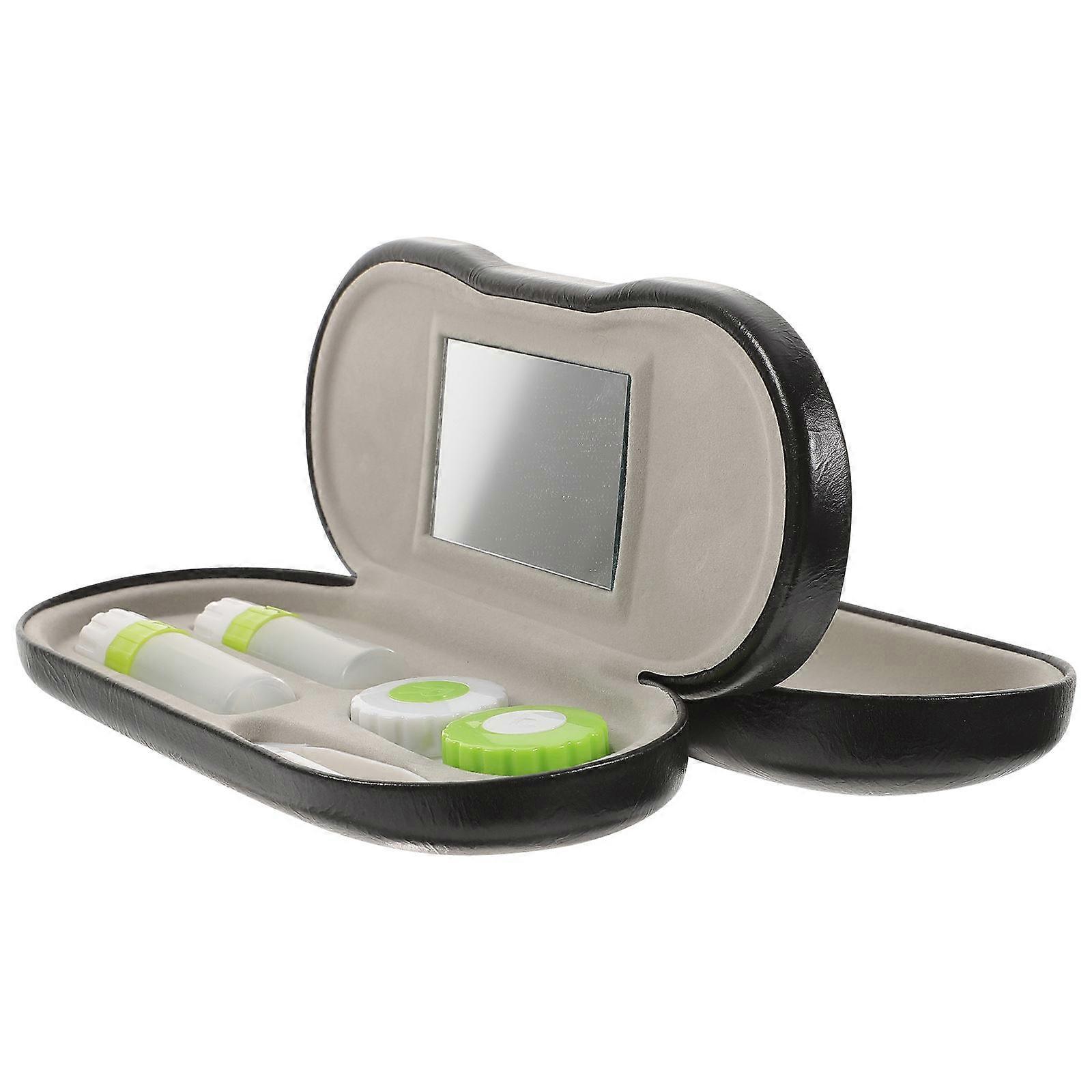 Black 1Pcs Eyeglass and Lens Case for Storage Double Layer Portable Box