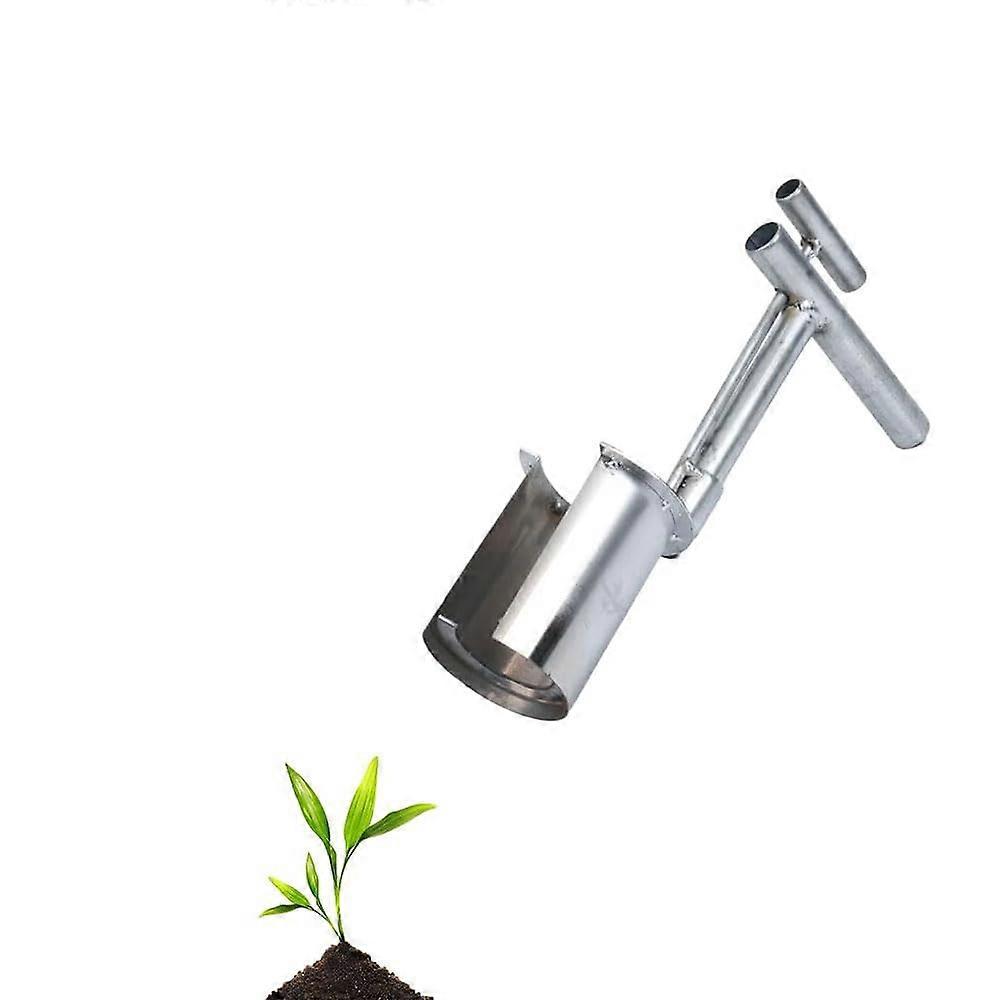 Garden Bulb Planter with Ergonomic Long Handle, Stainless Steel Seedling and Fruit Tree Transplanter