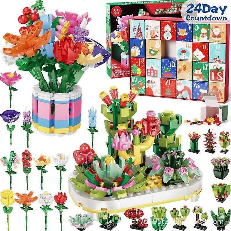 2025 Advent calendar Flower Bouquet Building Blocks Christmas Advent Calendar , Christmas 24 Days Sunflower Bouquet Surprise Box Sunflower