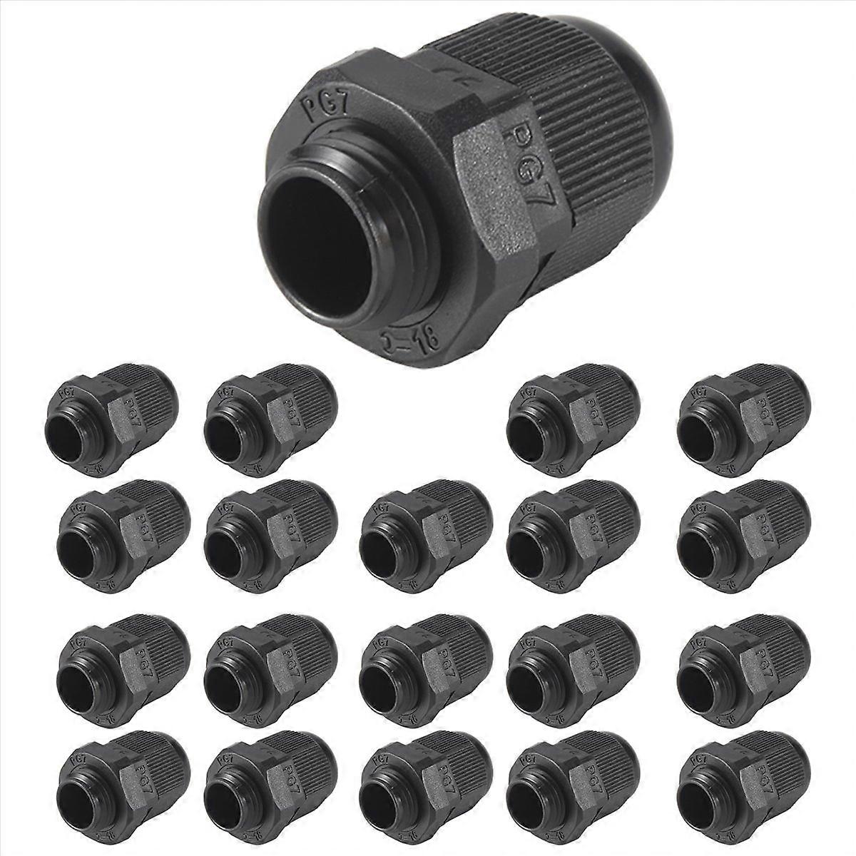  20 Pieces Black Plastic Waterproof Cable Gland Connector PG7
