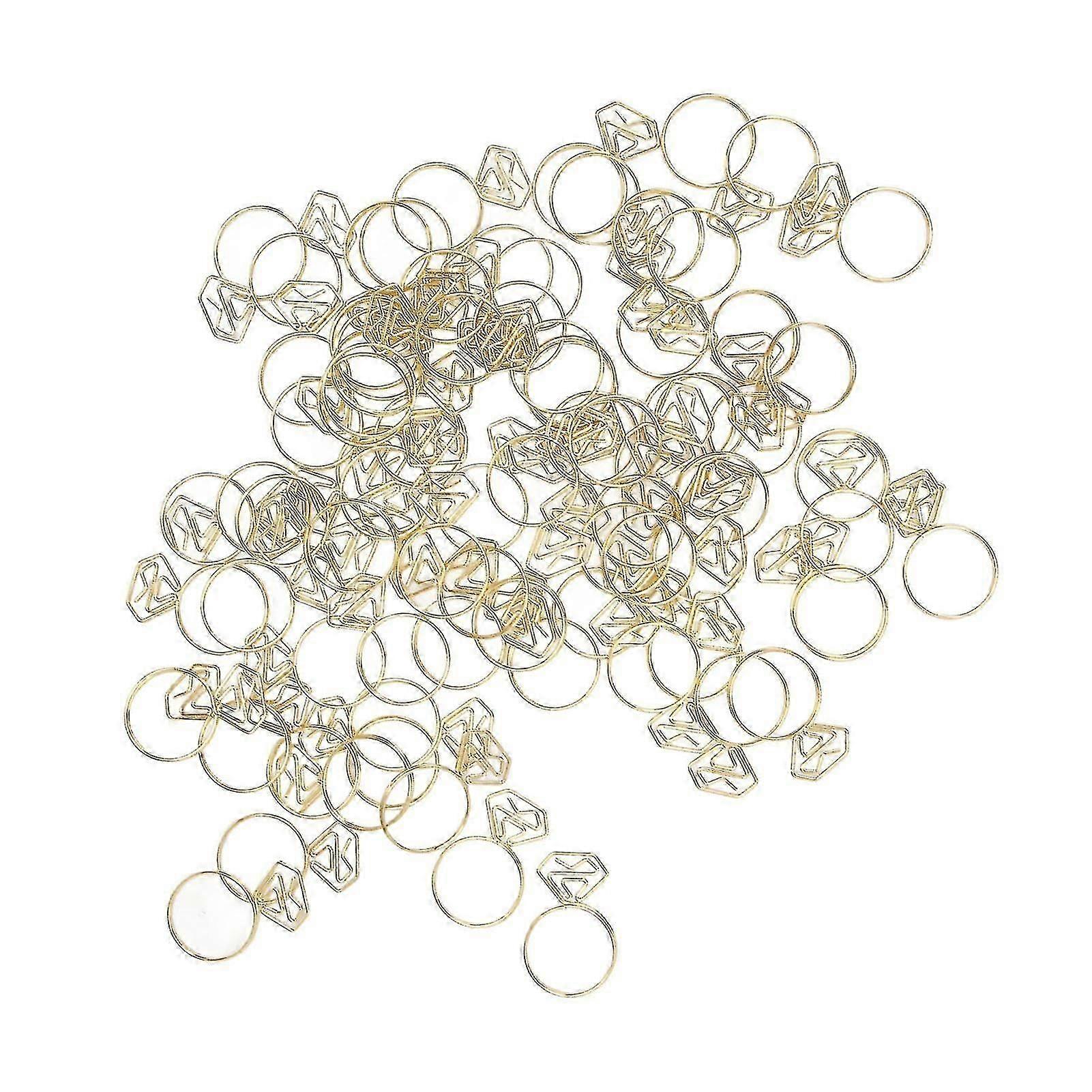 80pcs Ring Shape Paper Clips Rustproof Multifunction Multifunction with Clear Box for Office School Gold