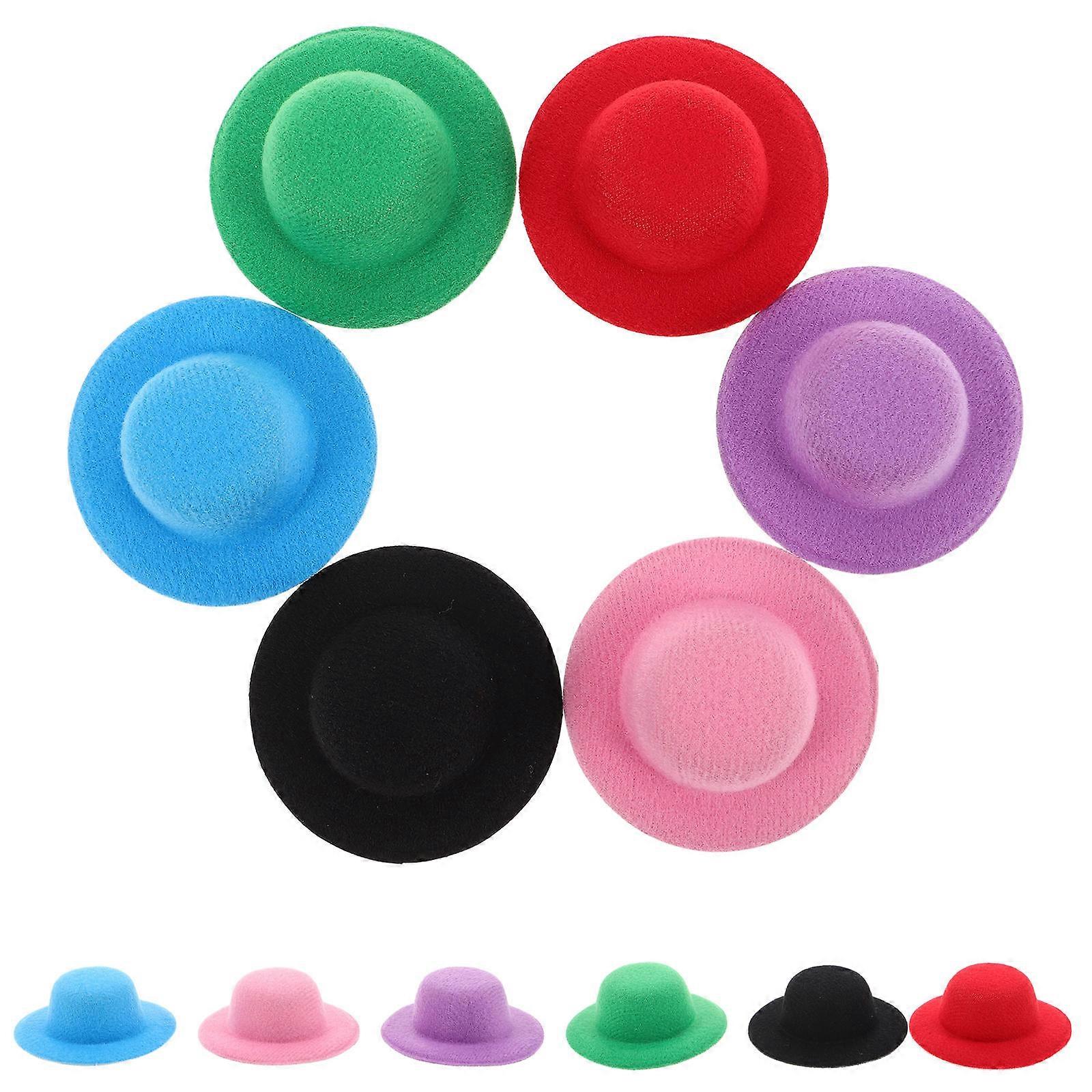Assorted Color Mini Top Hats Tiny Formal Hats for DIY Doll Accessories 12Pcs