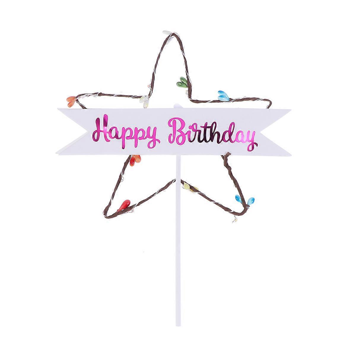 LED Cake Toppers Star Shape Cake Inserted for Birthday Decoration 1Pcs