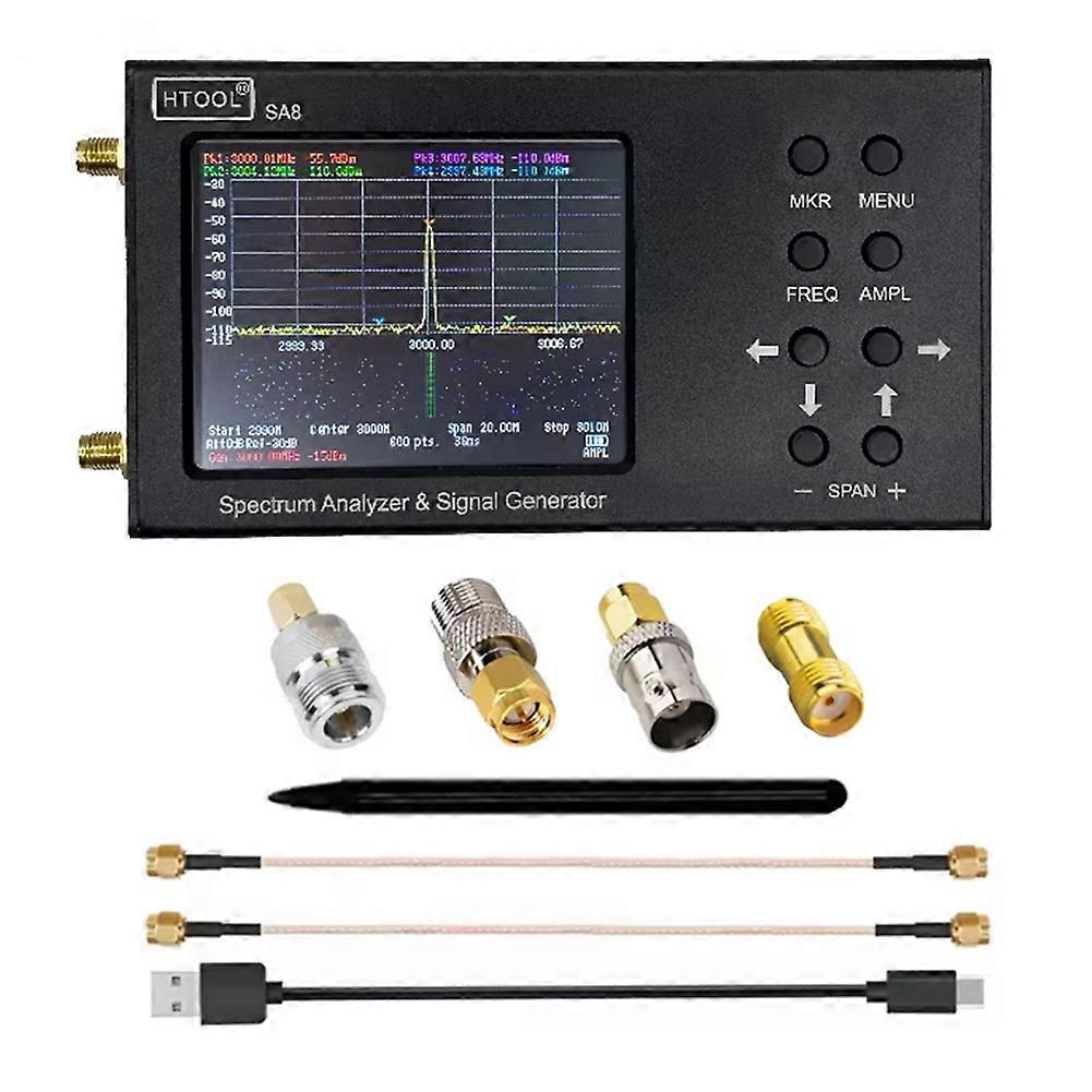 HTOOL SA8 Handheld Spectrum Analyzer Signal Source Generator 35-6200MHz RF Wireless Signal Test Supports Russian