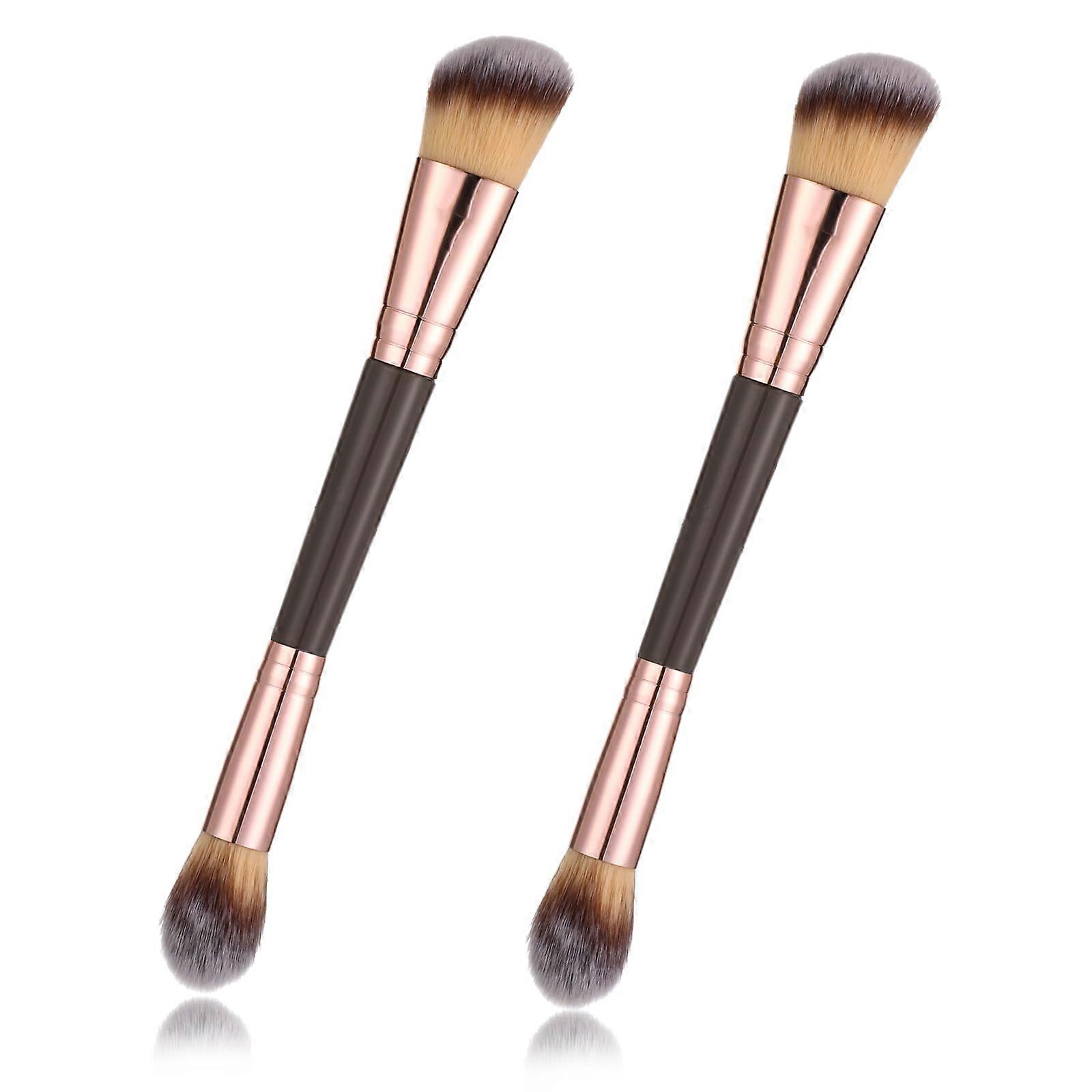 2 Pcs DualEnded Makeup Brush Set, Angled Foundation and Concealer, Synthetic Bristles for Liquid Cream Blush