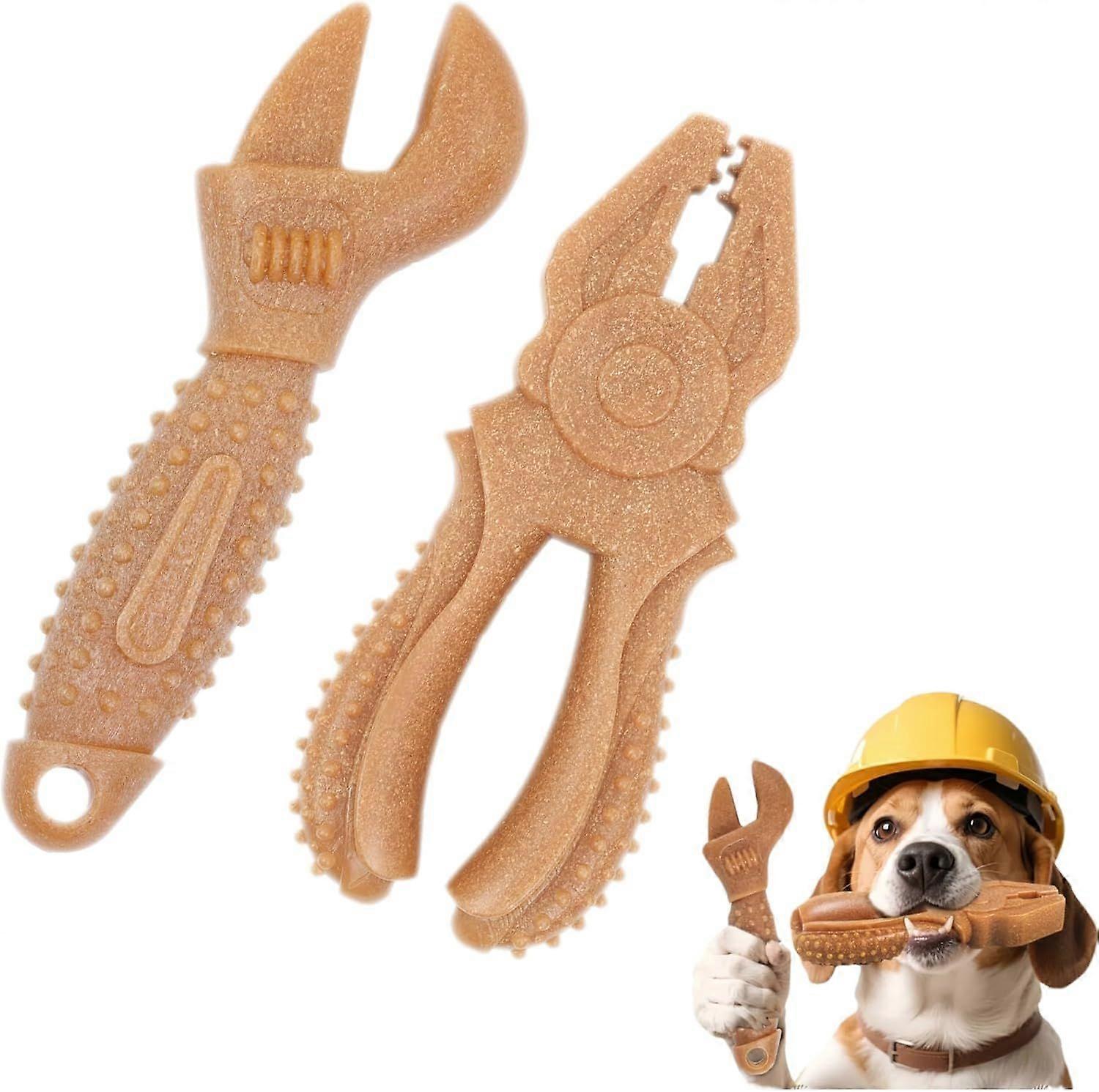 Dog Chew Toys for Aggressive Chewers, Dog Toy to Keep Them Busy, Tough Dog Toys for Medium/Large Breeds, Real Pine Wood and Nylon