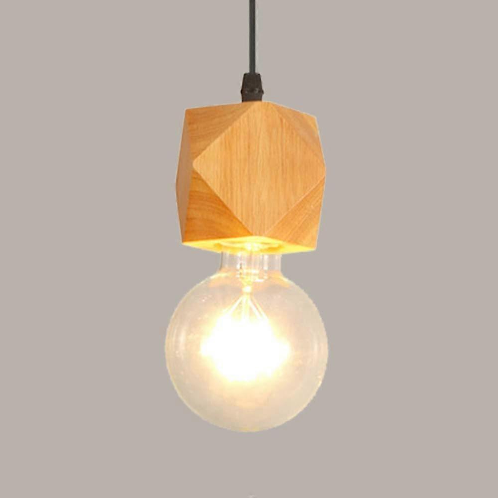 Wooden Pendant Light with E26 Socket, Adjustable Hanging Modern Ceiling Lamp, Rust Resistant